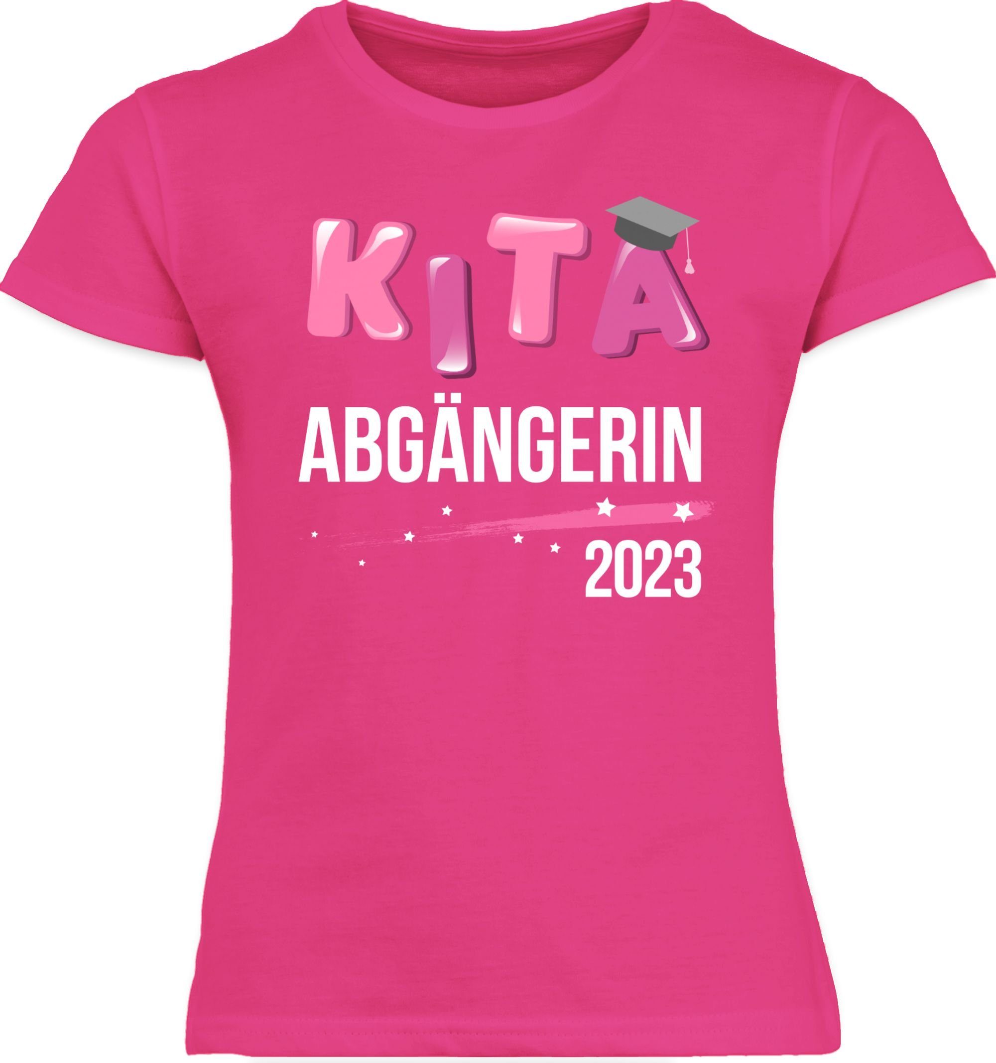 2 2023 Einschulung T-Shirt Shirtracer Abgängerin Mädchen Kita Fuchsia