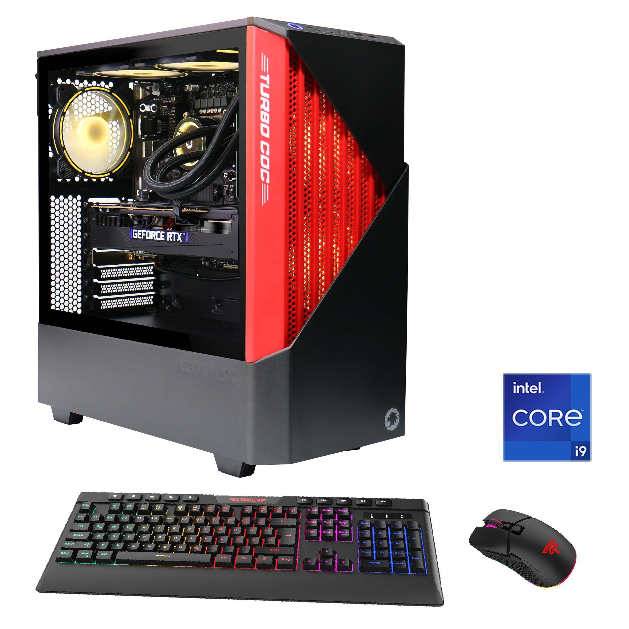 GAMEMAX Contac BR 7033 Gaming-PC (Intel® Core i9 13900KF, RTX 4090, 32 GB RAM, 2000 GB SSD, Wasserkühlung, DDR5, PCIe SSD Gen4, Windows 11)