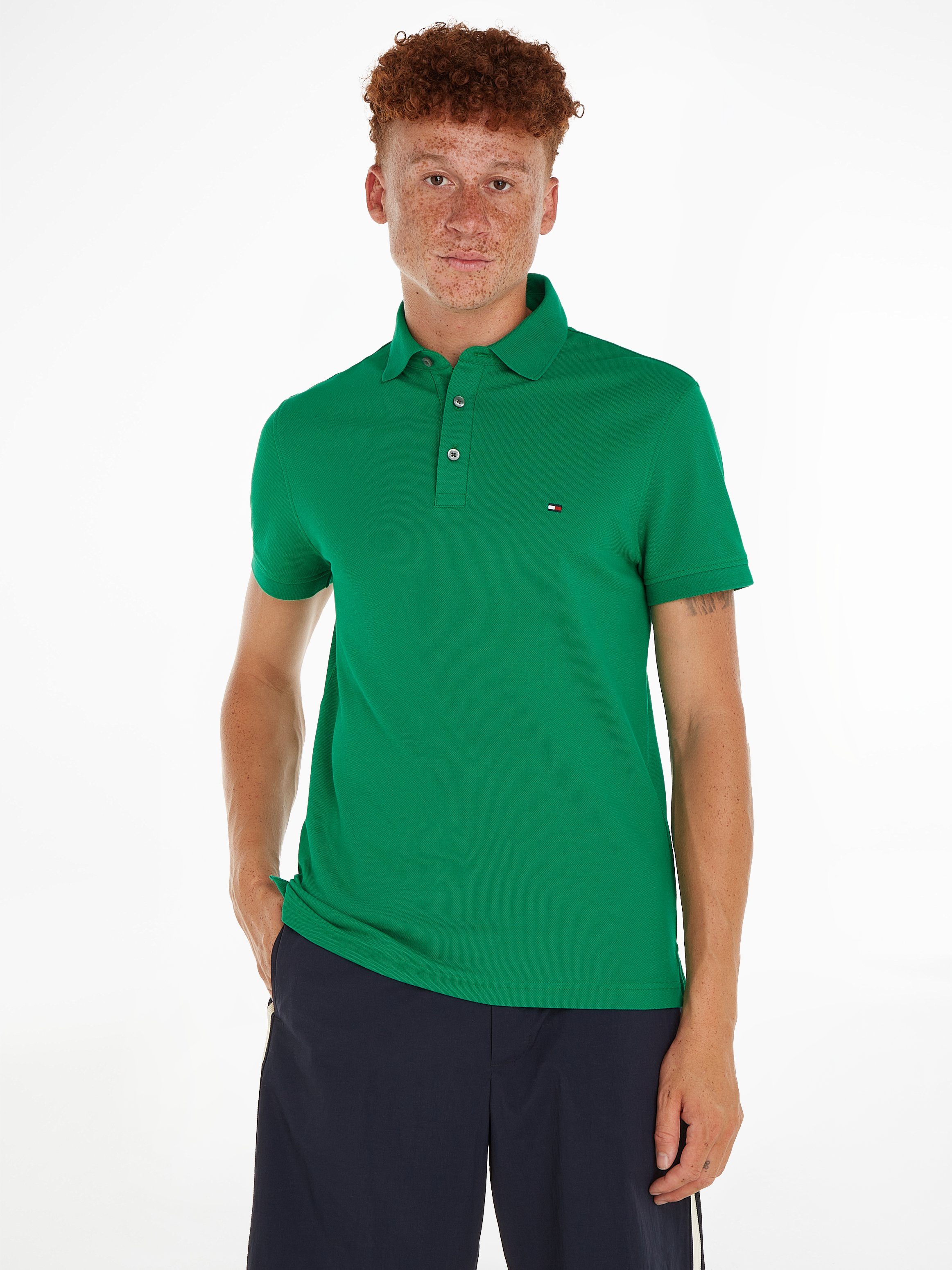 Tommy Hilfiger Poloshirt 1985 SLIM POLO mit Logostickerei Olympic Green