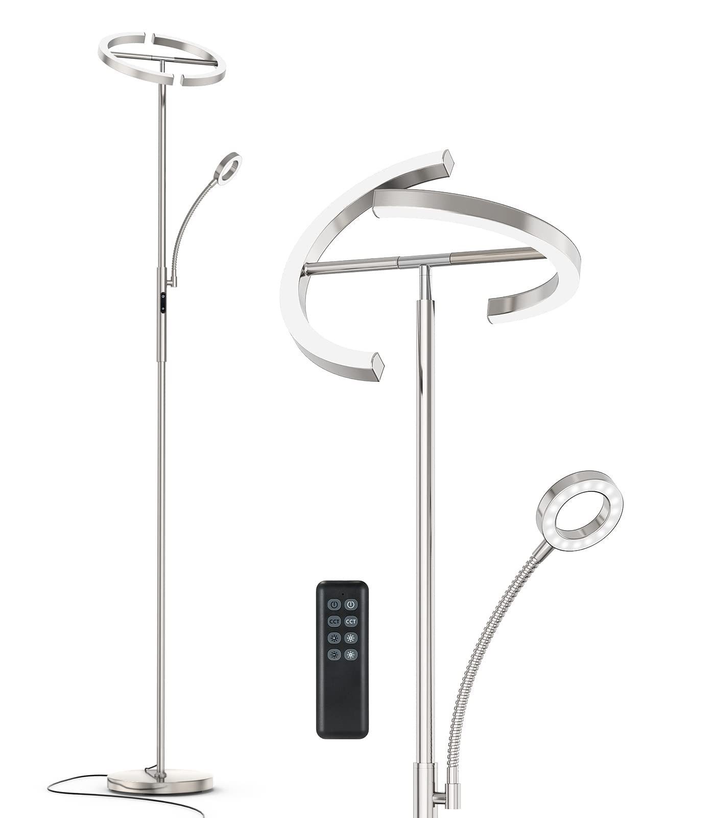 LED Stehlampe 27W LED Stehleuchte Deckenfluter Dimmbar Leselampe mit Fernbedienung