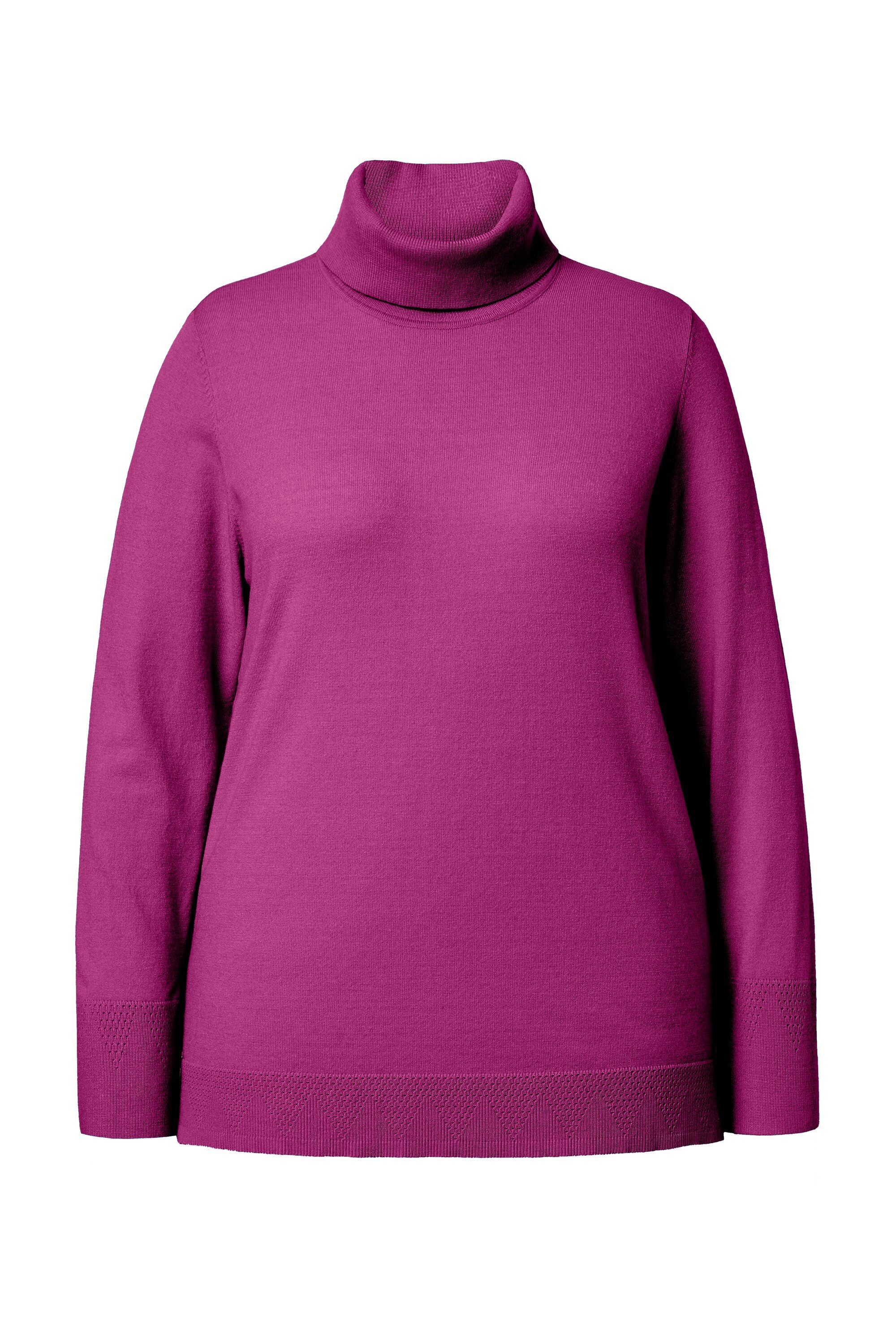 Ulla Popken Strickpullover Rollkragenpullover breite Rippbündchen Langarm günstig online kaufen
