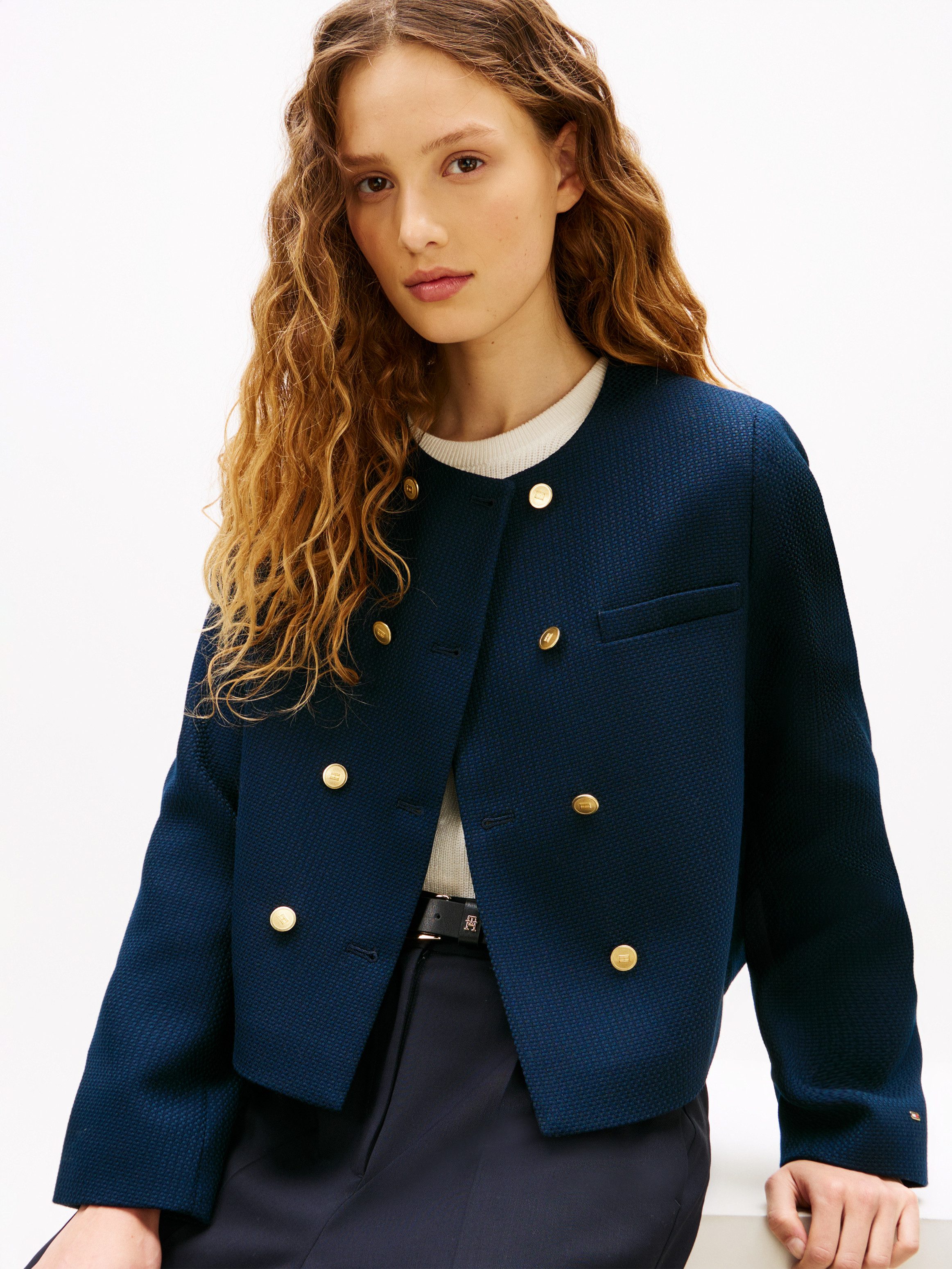 Tommy Hilfiger Kurzblazer PREPPY TEXTURE LADY JACKET