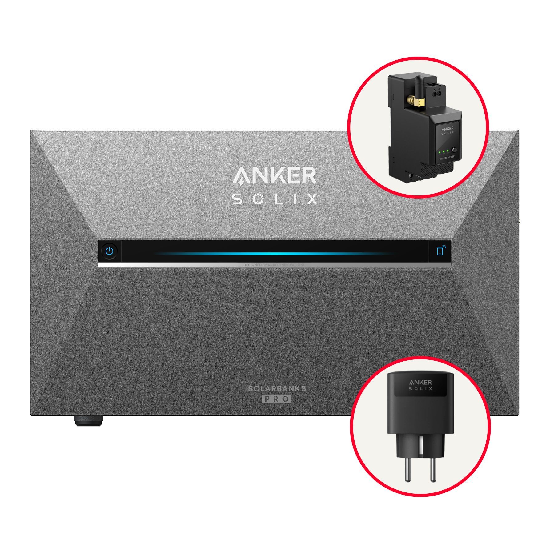 Anker Balkonkraftwerk SOLIX Solarbank 3 Pro E2700 3600W/2688Wh ohne/mit Smart meter, (Set, 1*Anker 3 pro+0/1 Smart meter+mit/ohne smart plug+mit/ohne Kable Set), IP65, LiFePO4, PV-Batterie, erweiterbar 16kW, Plug und Play