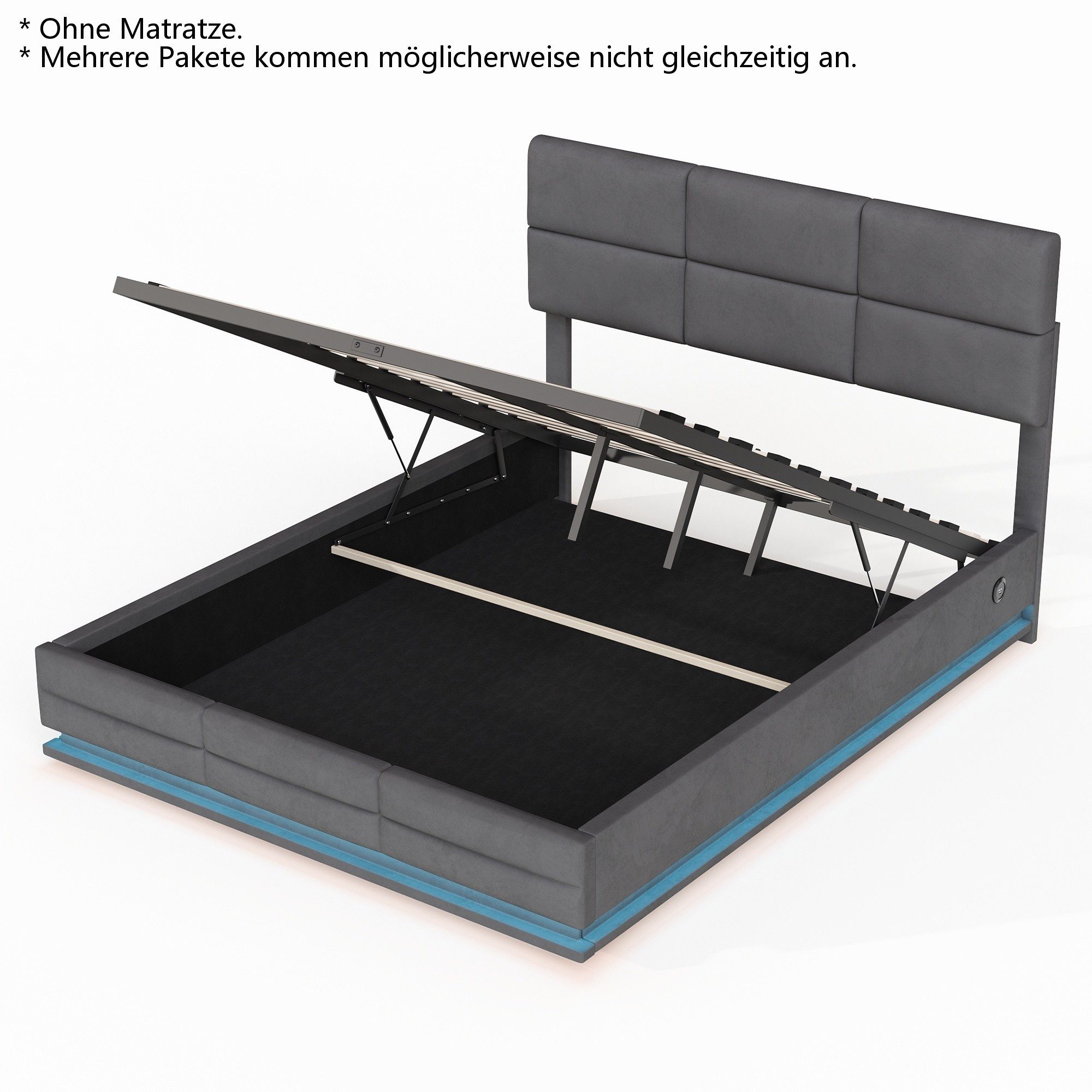 LVHOM Boxbett 90/140/160/180x200 cm mit LED, USB, Typ C-Ladeanschluss, Bett günstig online kaufen