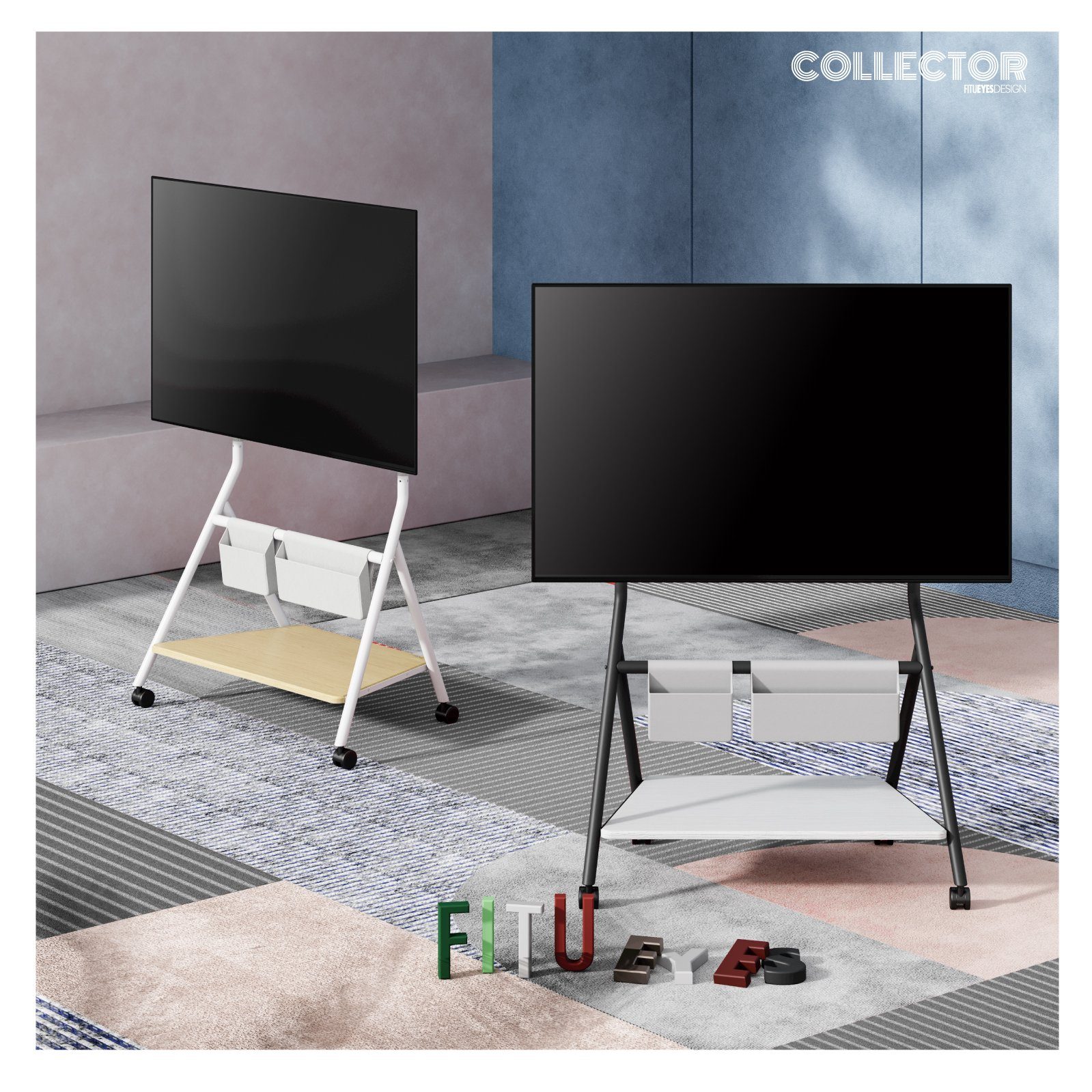 FITUEYES TV-Ständer, (bis 78,00 Zoll, Mobiler TV Stand Rollbar)