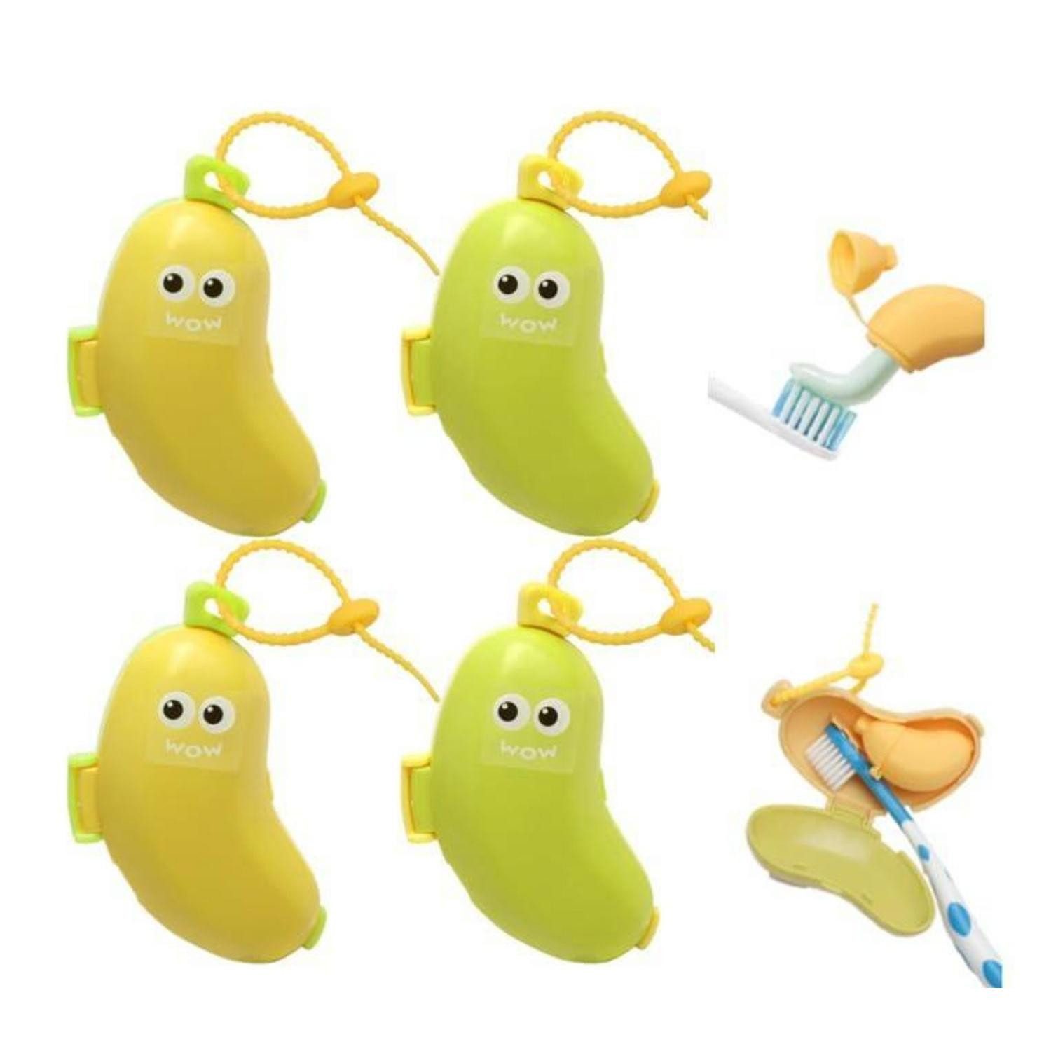 LuxusKollektion Zahnbürstenhalter Zahnbürsten Etui Banane mit Zahnpastahalter 4 Stk., (4-St)