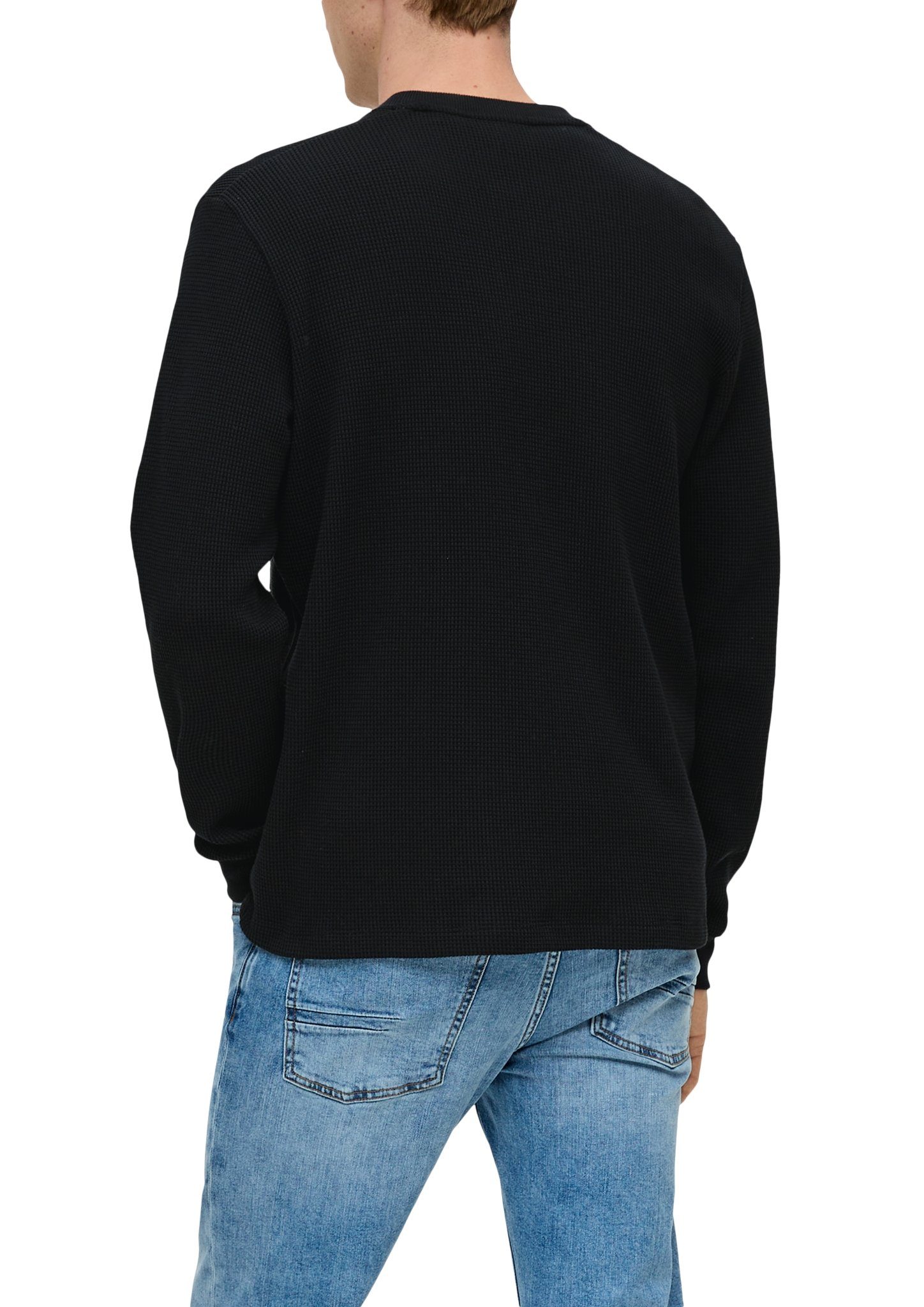 Rundhalsausschnitt black Sweatshirt mit s.Oliver