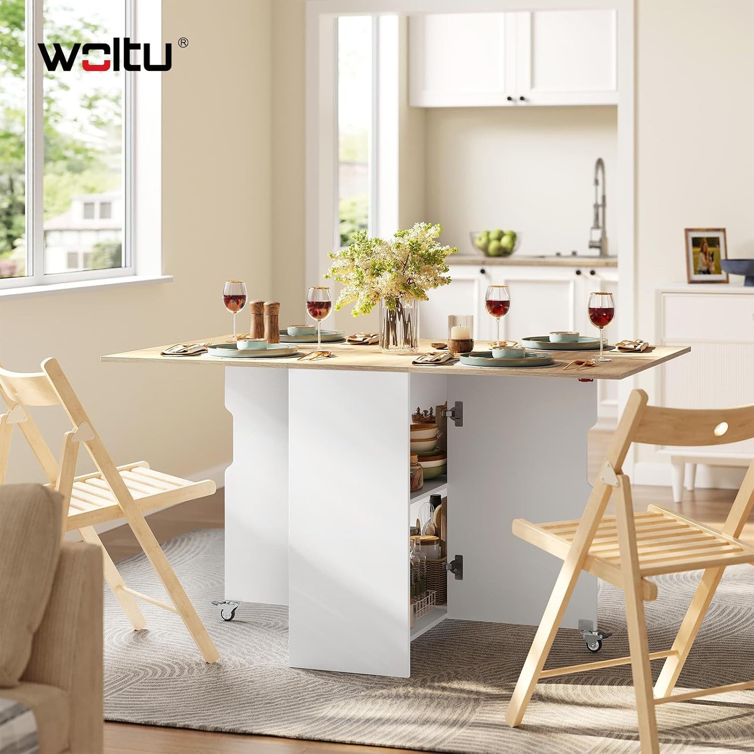 Woltu Esstisch, klappbar, Küchentisch für 2-4 Personen, 130x80x72 cm