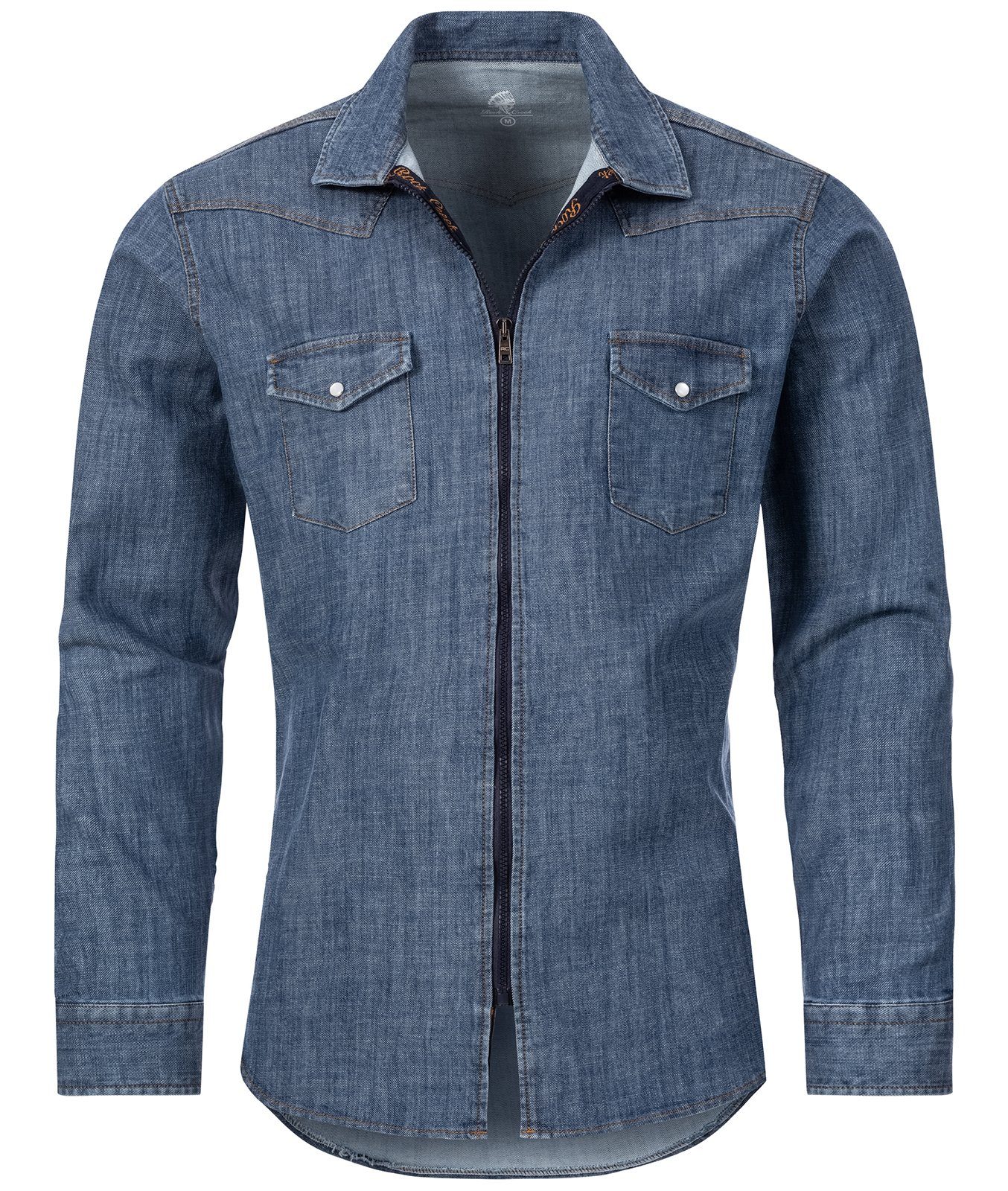 Rock Creek Jeanshemd Herren Jeanshemd Blau H-219