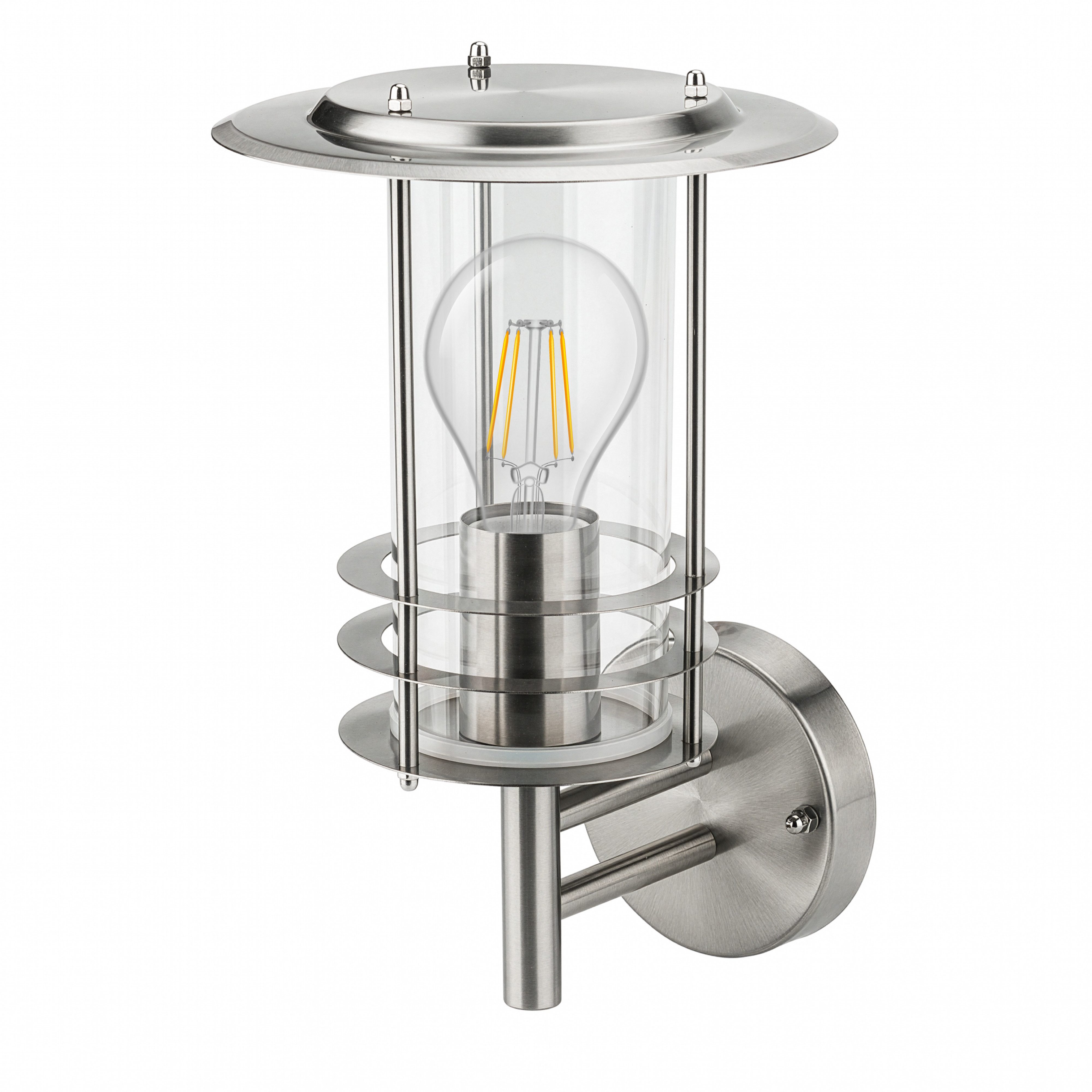 Grafner Außen-Wandleuchte Wandlampe 17WB Wandleuchte Edelstahl Hofleuchte, ohne Leuchtmittel, Wandleuchte
