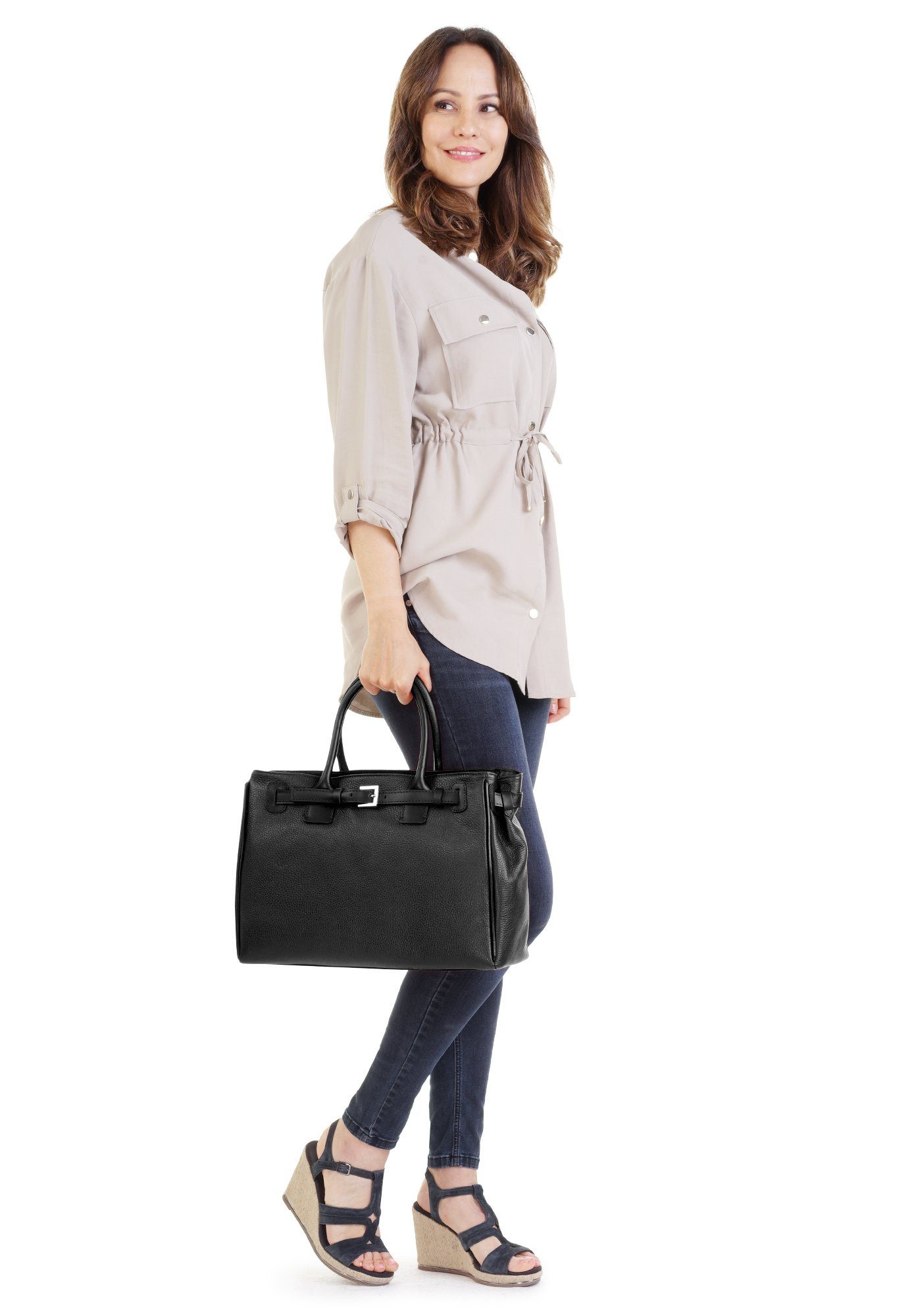 Cluty Henkeltasche, echt Leder, Made in Italy günstig online kaufen