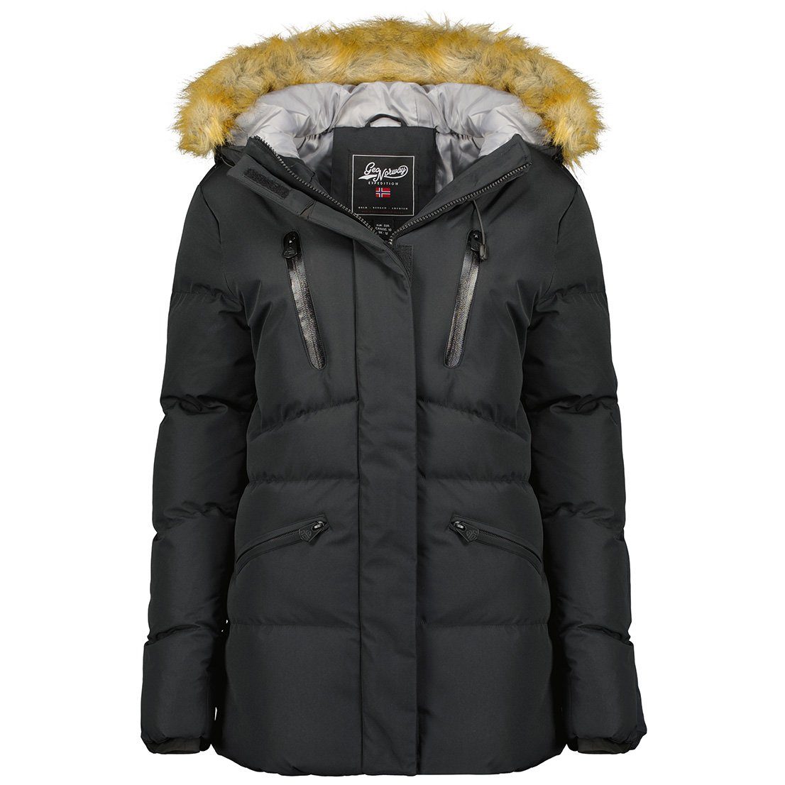 Geo Norway Winterjacke Crown Fellbesatz an der Kapuze abnehmbar