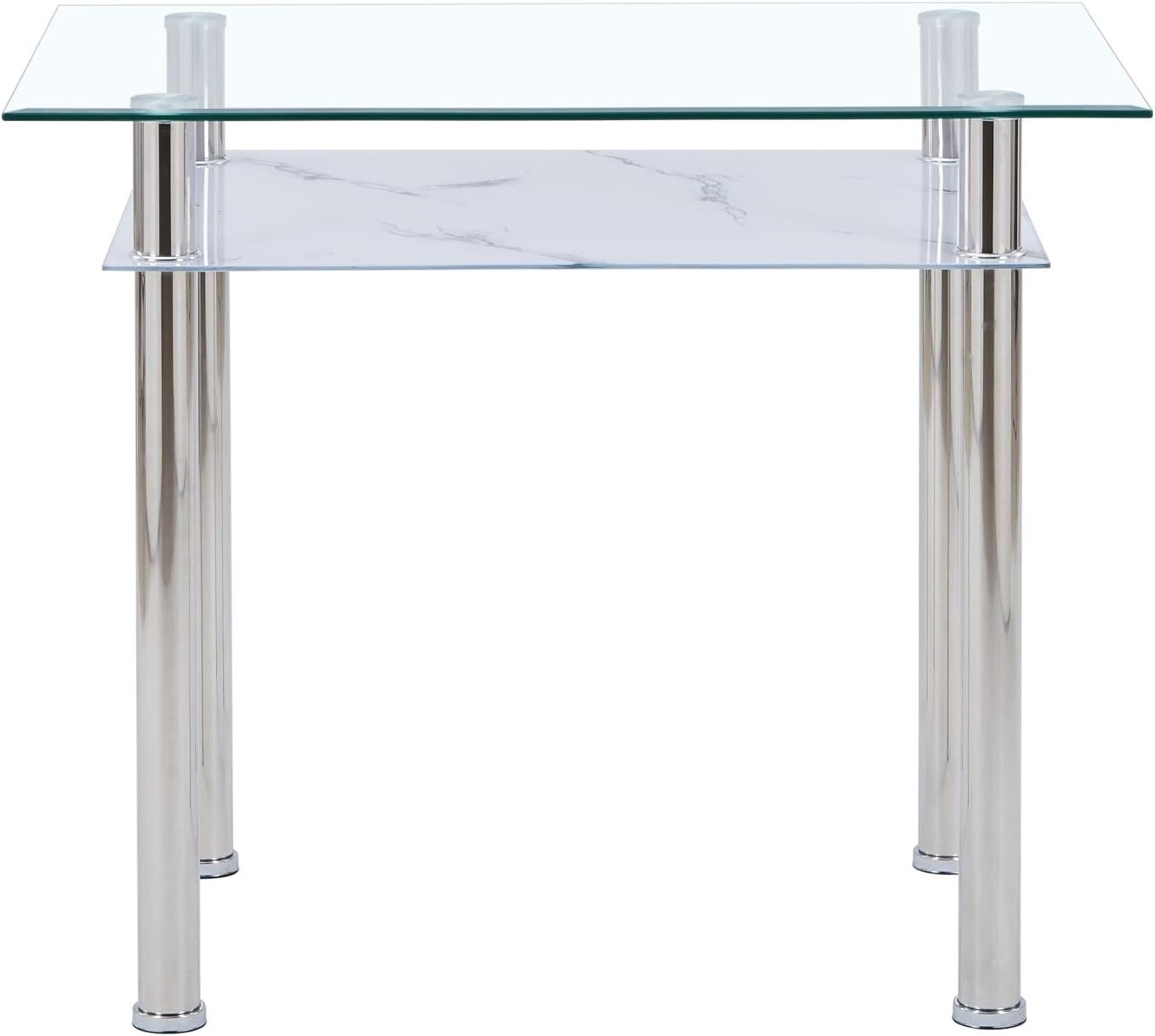 HOOZ Esstisch Esstisch Glas 90x60x75 cm – Glastisch Marmoroptik Weiß & Chro günstig online kaufen