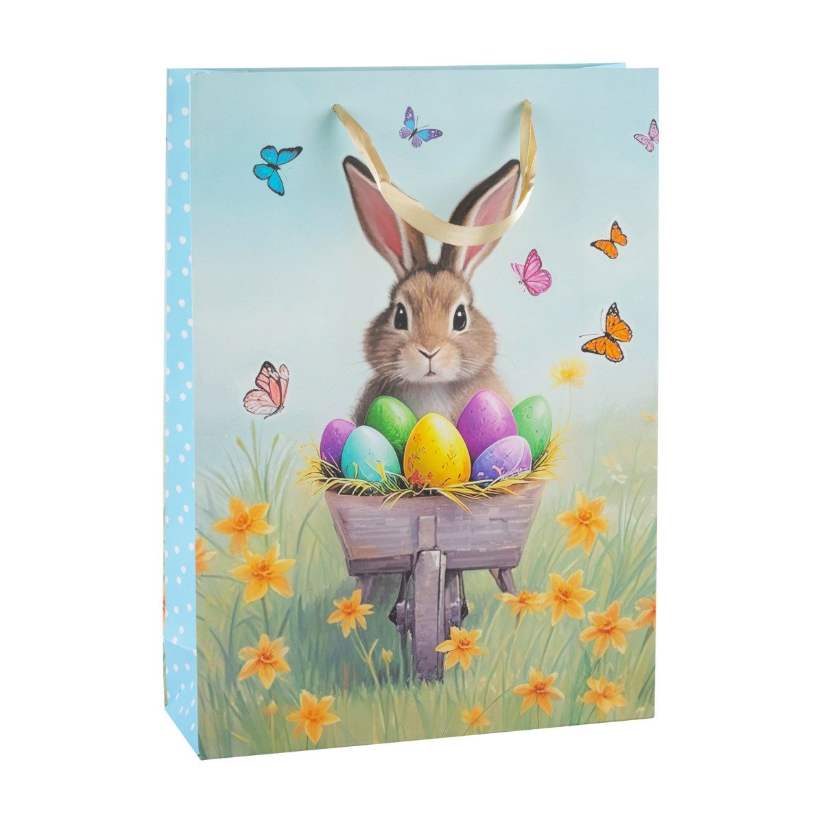 Idena Tragetasche Geschenktasche - Ostern, Hase braun mit Eiern, 25 x 34,5 x 8,5 cm