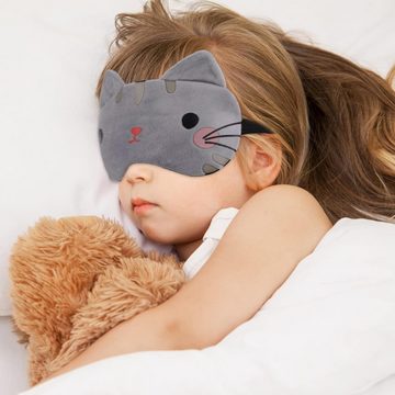 Fivejoy Schlafmaske, 3 Stück Kinder Schlafmaske Cartoon Katze Schlafmaske mit Verstellbaren Trägern Weiche Kinder Augenmaske Augenbinden Baumwolle Schlafmaske für Erwachsene Kinder Reise Augenmaske, 3-tlg.