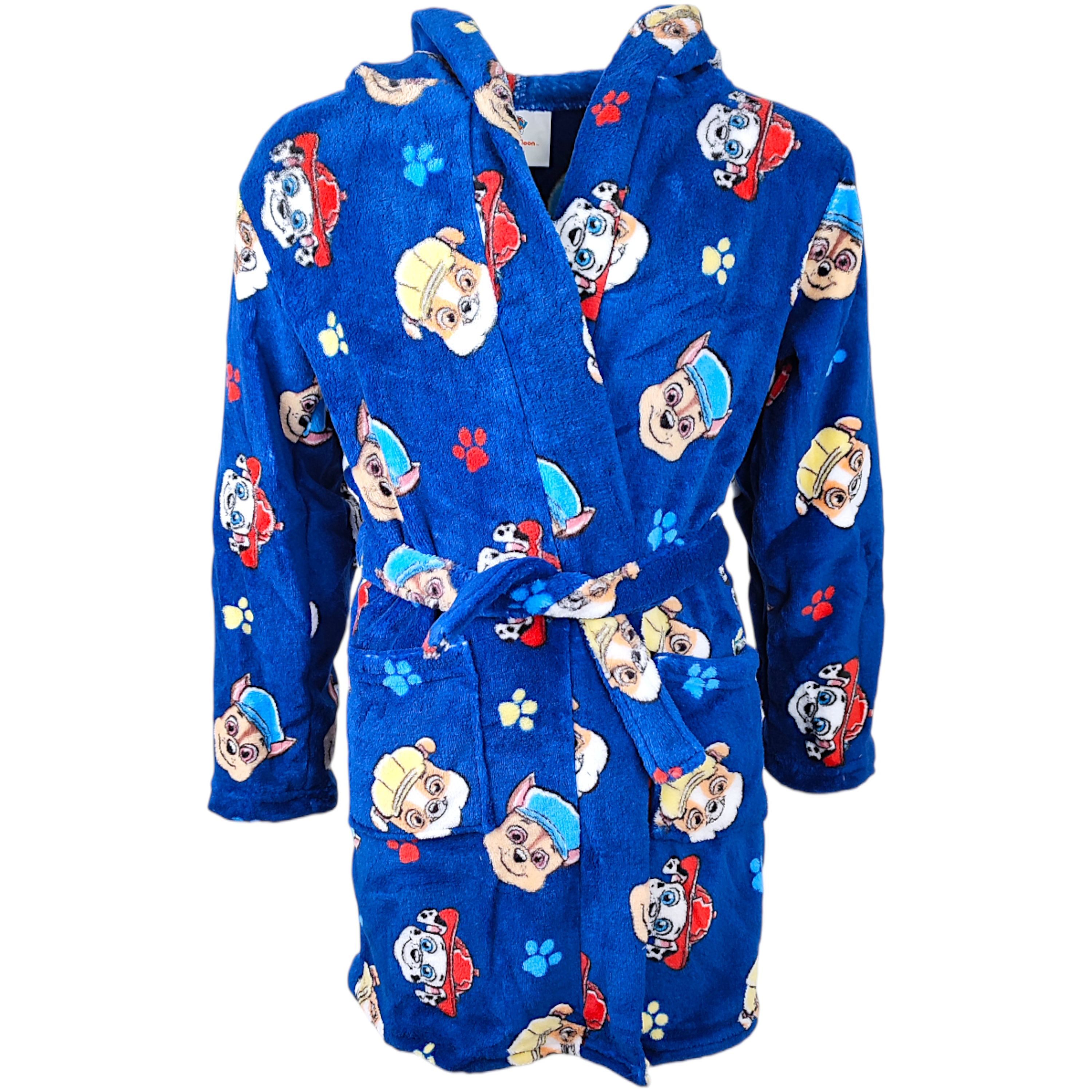 PAW PATROL Kinderbademantel Chase, Marshall & Rubble, Fleece, mit Kapuze, Bindegürtel, für Kinder Gr. 98-128 cm
