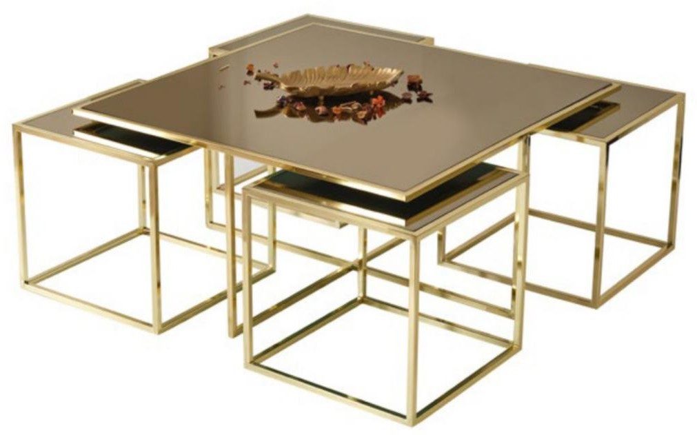 Xlmoebel Couchtisch Eleganter goldfarbener Couchtisch im modernen Minimalismus-Stil (1-St), Made in Europa