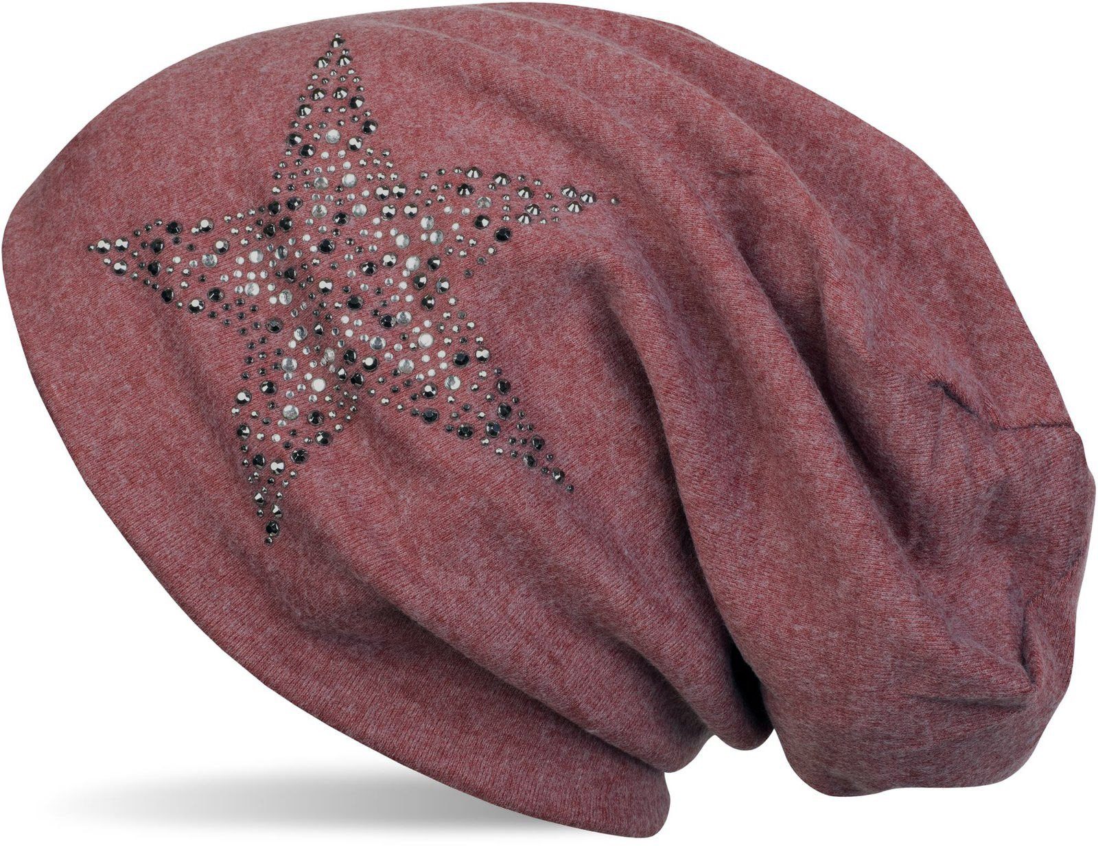 styleBREAKER Beanie Beanie Mütze mit Strass Nieten Stern (1-St)