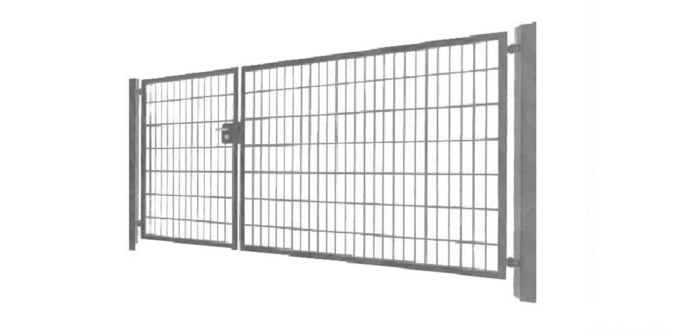 SRM Design Zaundoppeltür 2-flügelig Einfahrtstor asymmetrisch verzinkt 300cm x 123cm Gartentor