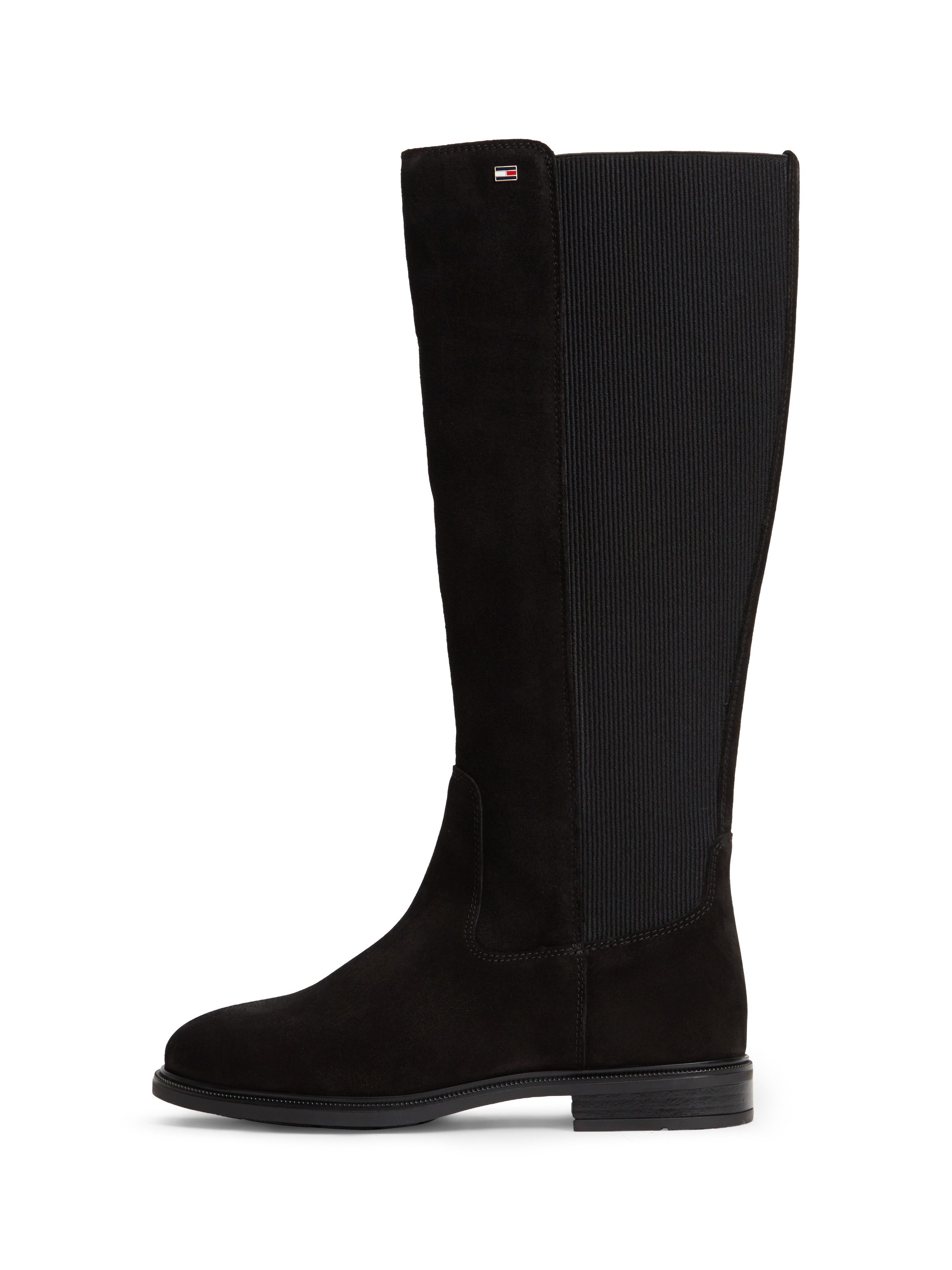 Tommy Hilfiger ENAMEL FLAG SUEDE HIGH CHELSEA Stiefel Blockabsatz, Langschaftstiefel mit Label-Flag