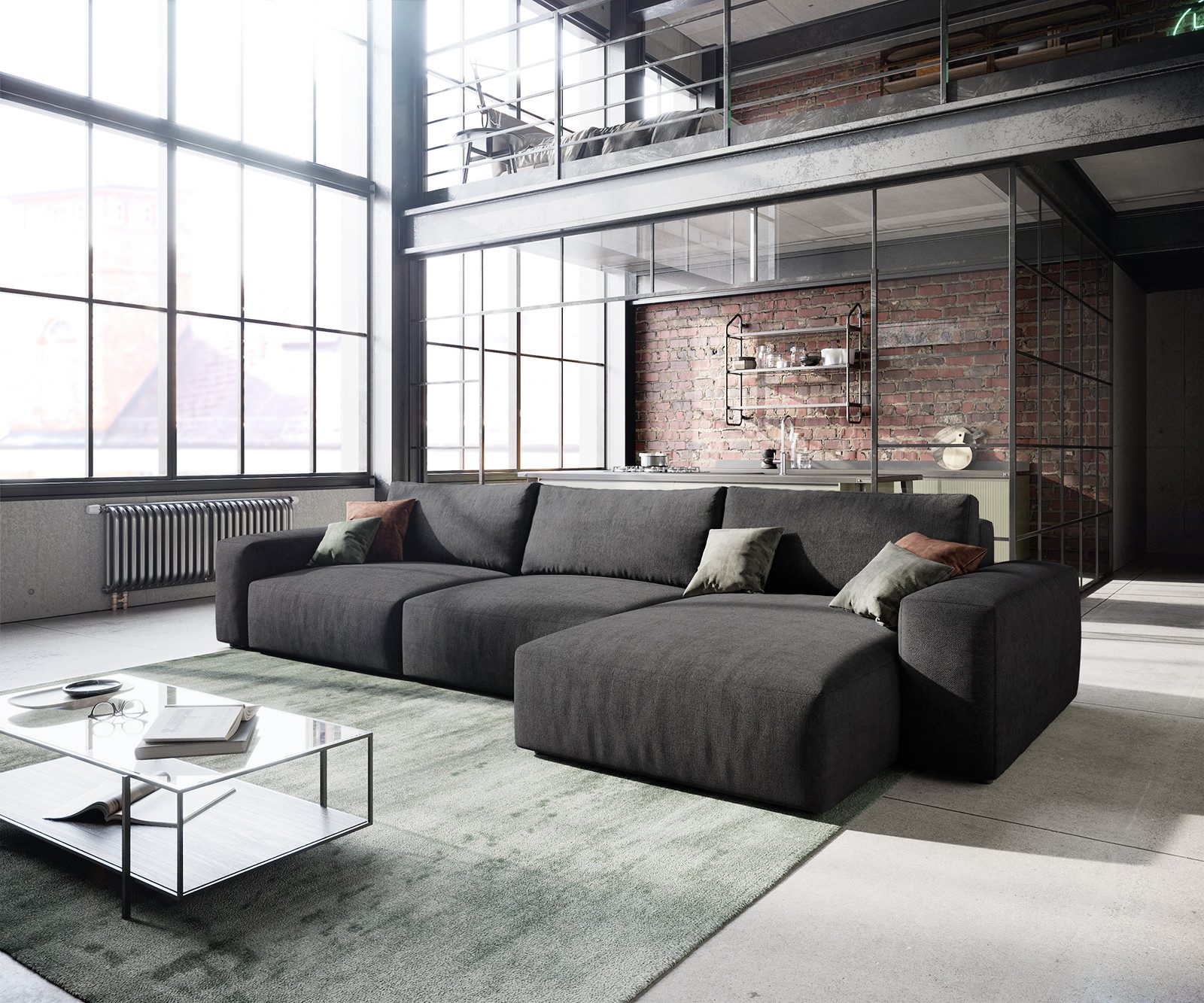 DELIFE Ecksofa Lanzo, XL Mikrofaser Schwarz günstig online kaufen