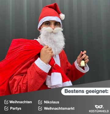 Kostümheld® Kostüm 12x Weihnachtsmannbart - Nikolausbart Bart weiß - Nikolaus Santa, mit Zugband