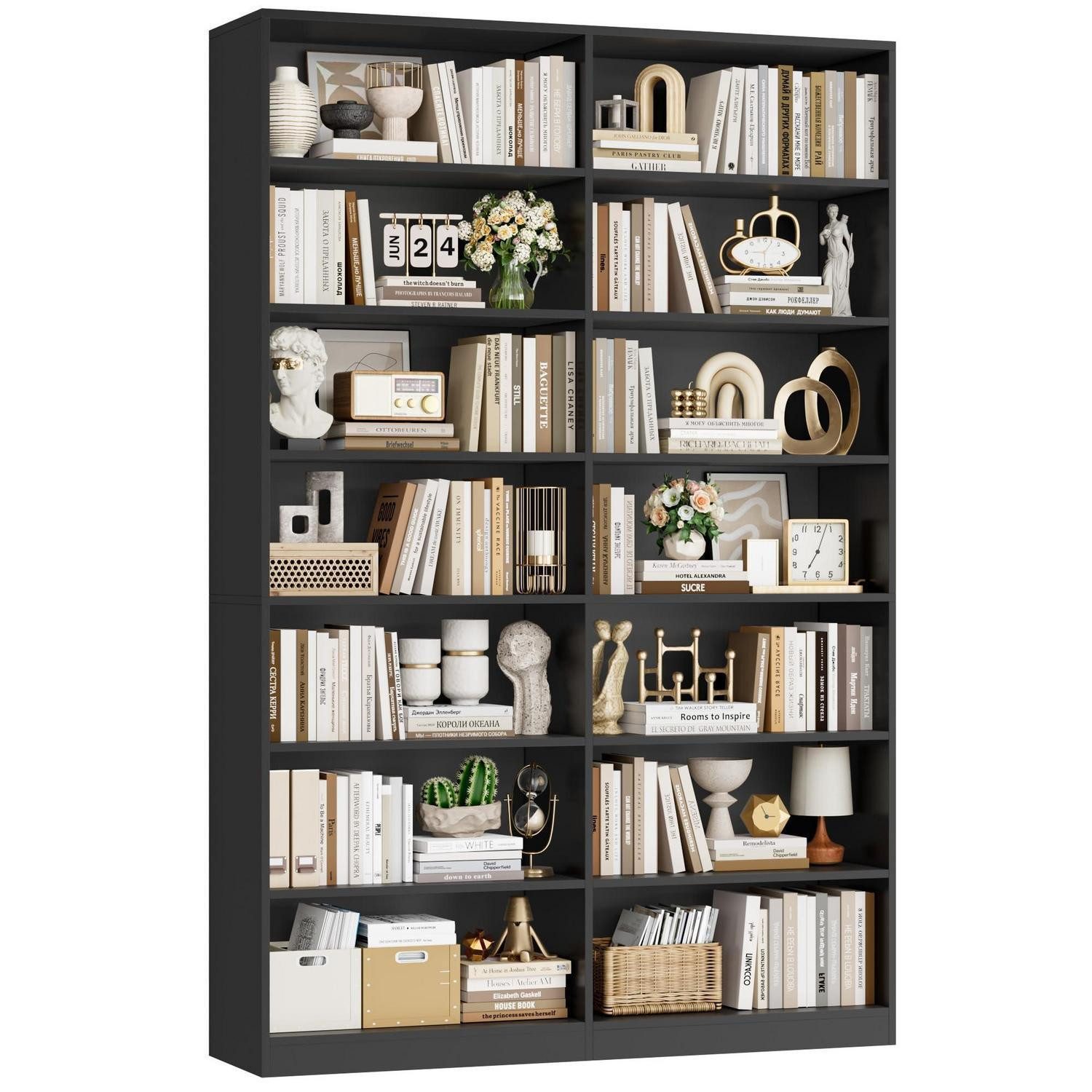 LuxusKollektion Bücherregal Bücherregal 212cm schwarz 14 Fächer, 1-tlg.