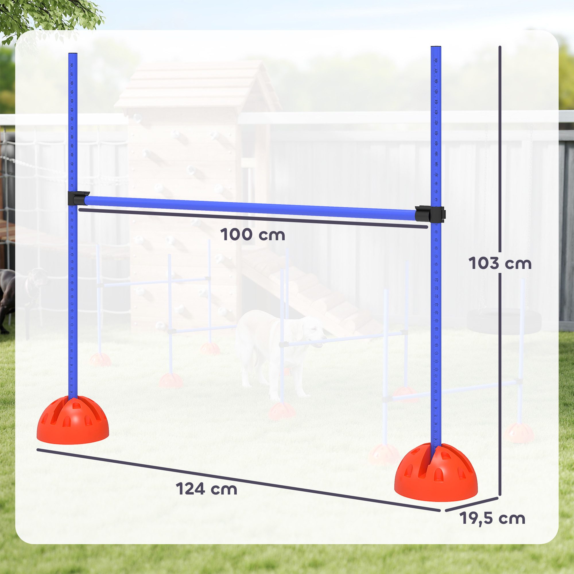 PawHut Agility-Hürde Sprungtrainings-Set für Hunde, Kunststoff, Agility Set (4-tlg) für Hundetraining, Spiele Training, Blau+Orange