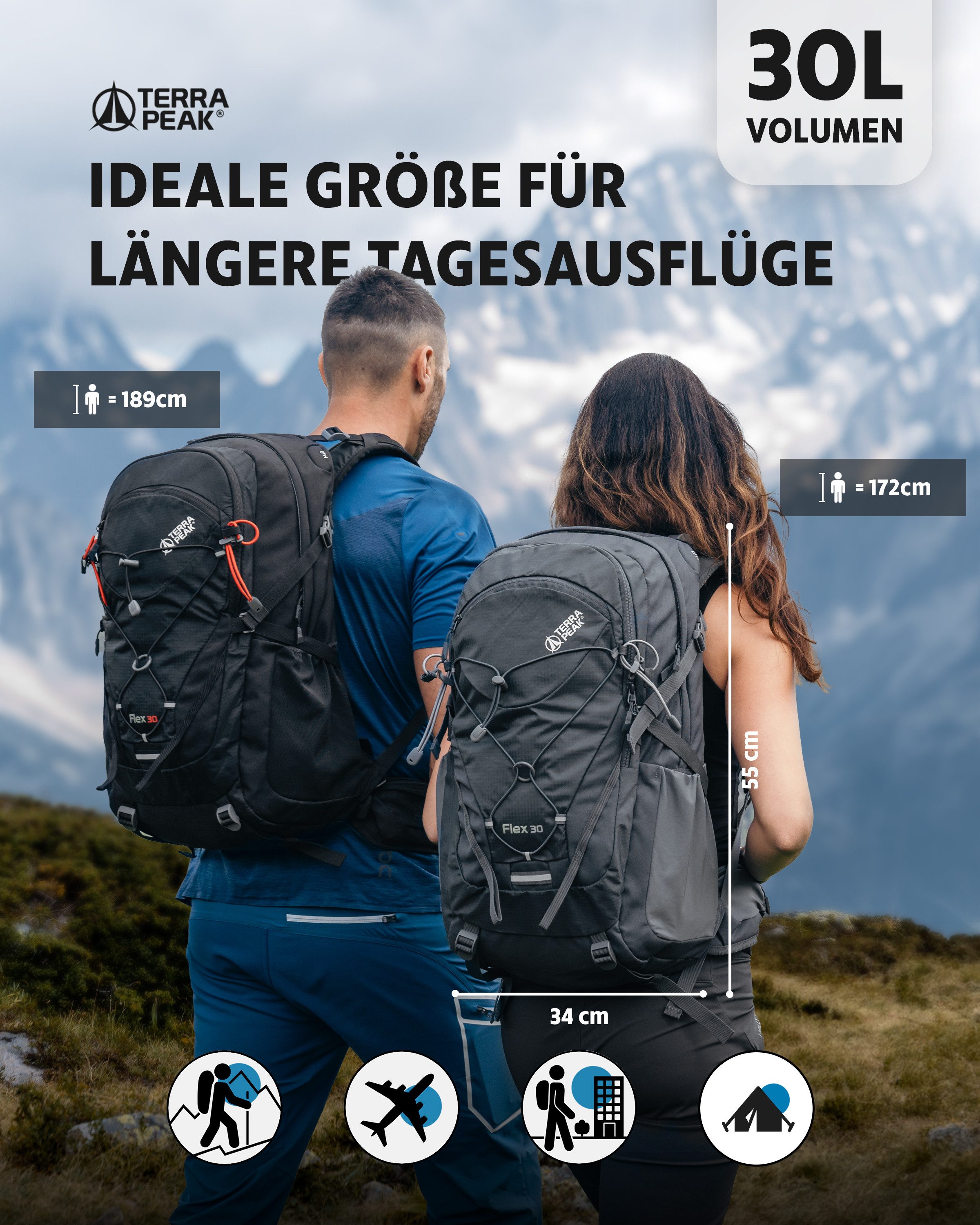 Terra Peak Wanderrucksack Flex 30, 30L mit YKK Reißverschluss Trekkingrucks günstig online kaufen