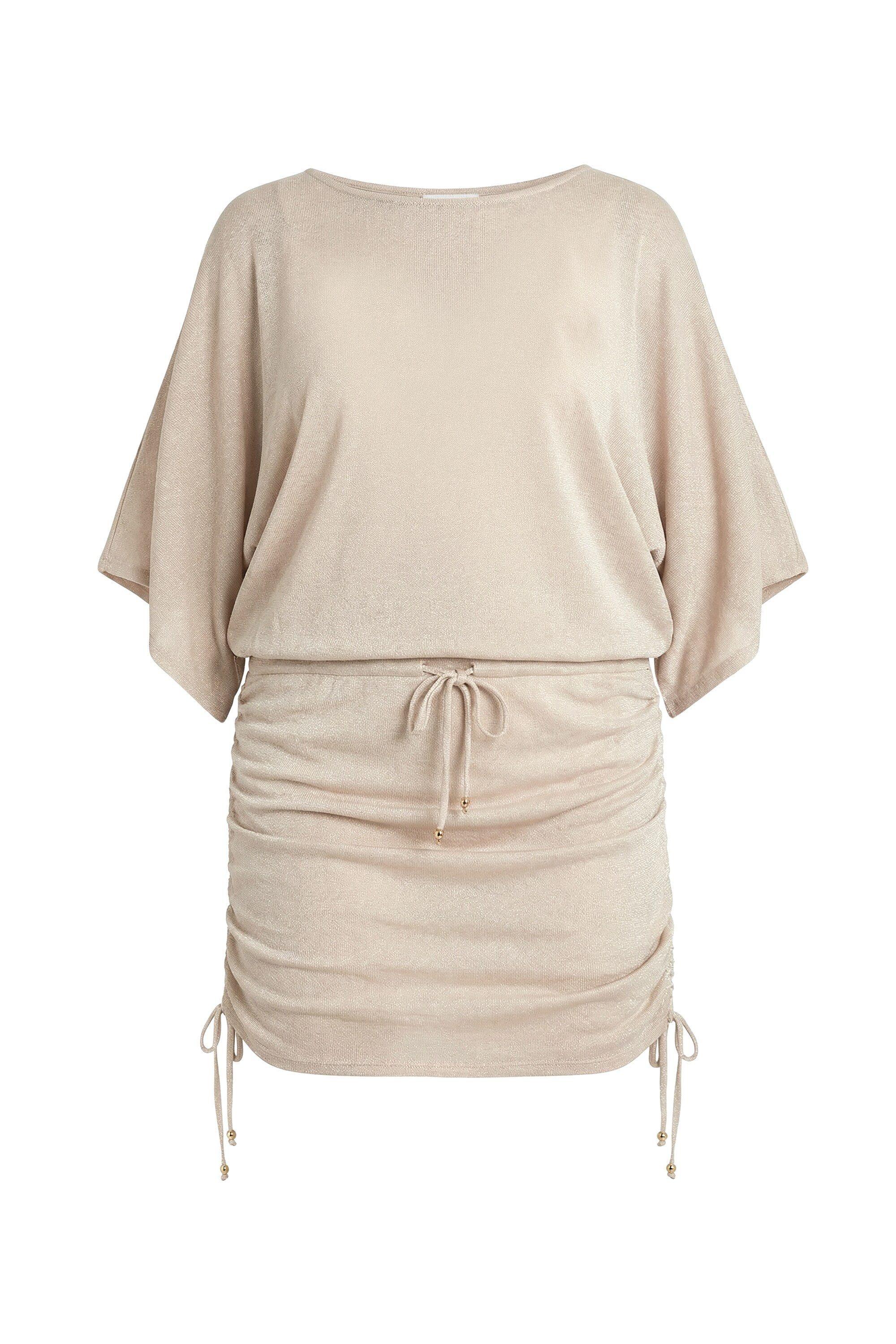 Ulla Popken Midikleid Strandkleid Metallic-Effekt U-Boot-Ausschnitt