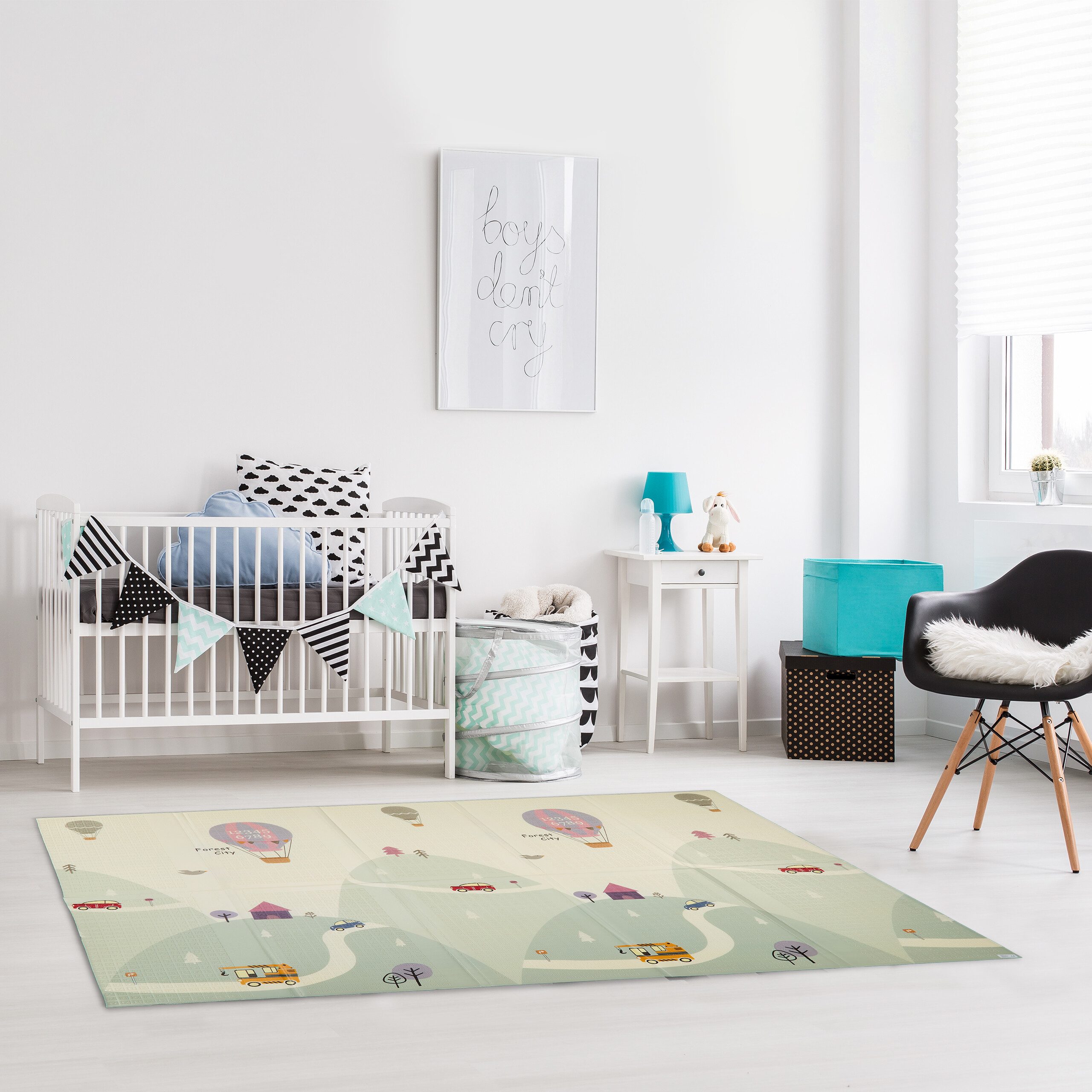 relaxdays Spielmatte Straßen u. Tiermotiv faltbar