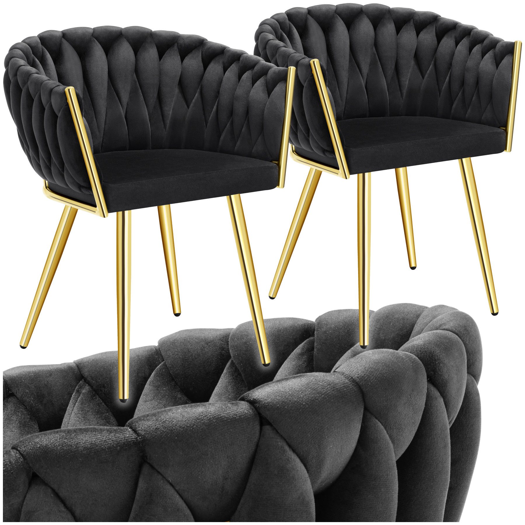 tectake Esszimmerstuhl Küchenstuhl Astano, Belastbarkeit 120 kg, schwarz/go günstig online kaufen