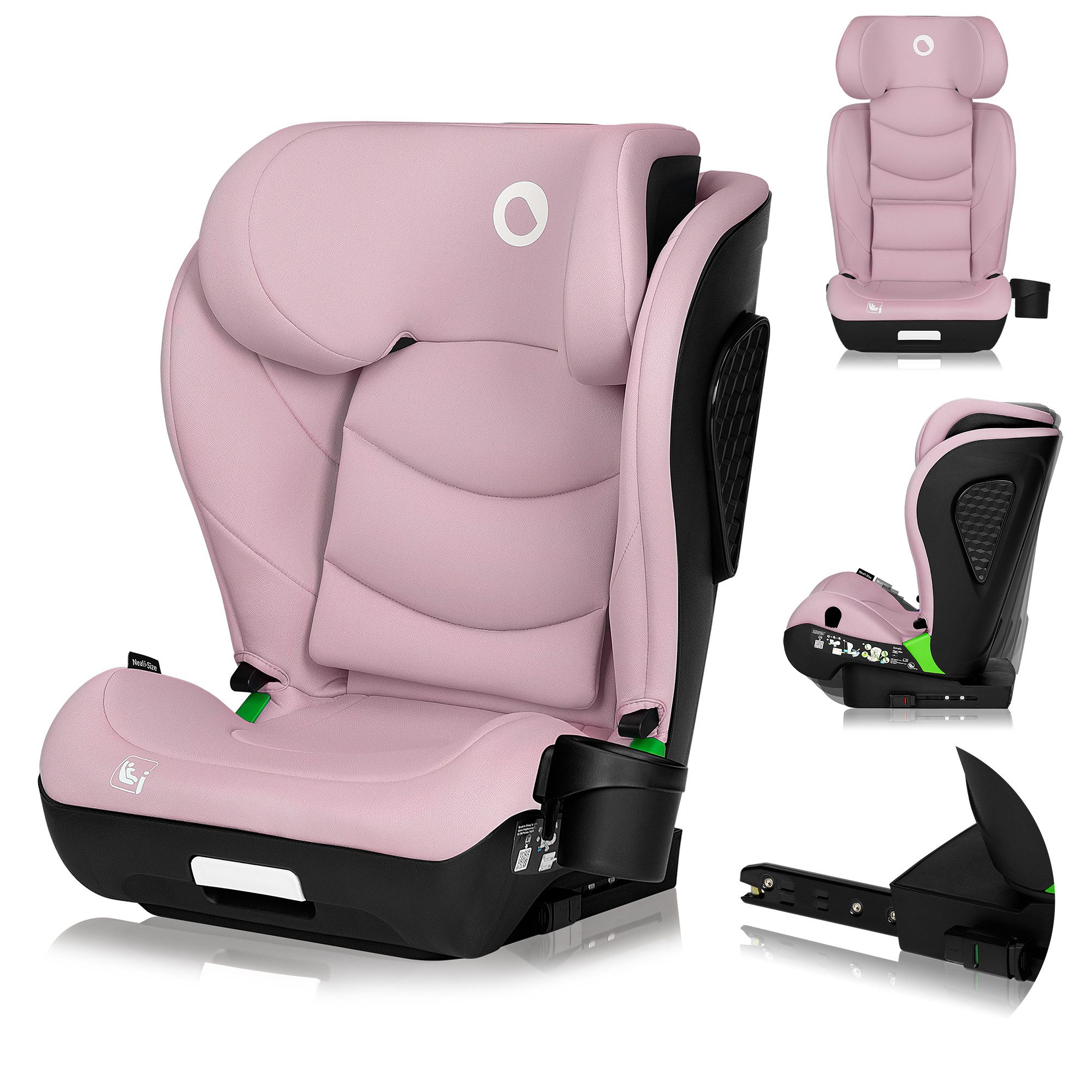 lionelo Autokindersitz NEAL I-SIZE, ab: ca. 3,5 Jahre (entsprechend einer Körpergröße ab 100 cm)., bis: ca. 12 Jahre (entsprechend einer Körpergröße bis 150 cm)., ab: 100 cm, bis: 150 cm, (Set mit Getränkehalter und Isofix-Adapter), Isofix&Gurt/Waschbarer
