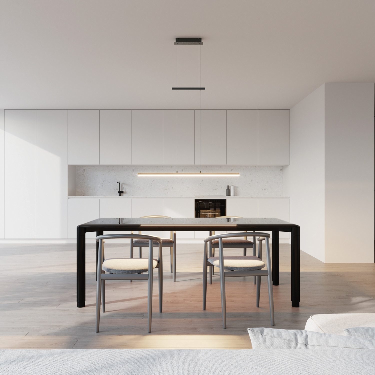 Elobra LED Pendelleuchte PANAMA, 100 x 165 cm, Eichenholz, Metall, Anpassung der Farbtemperatur, Dimmfunktion, LED fest integriert, Hängeleuchte, Hängelampe
