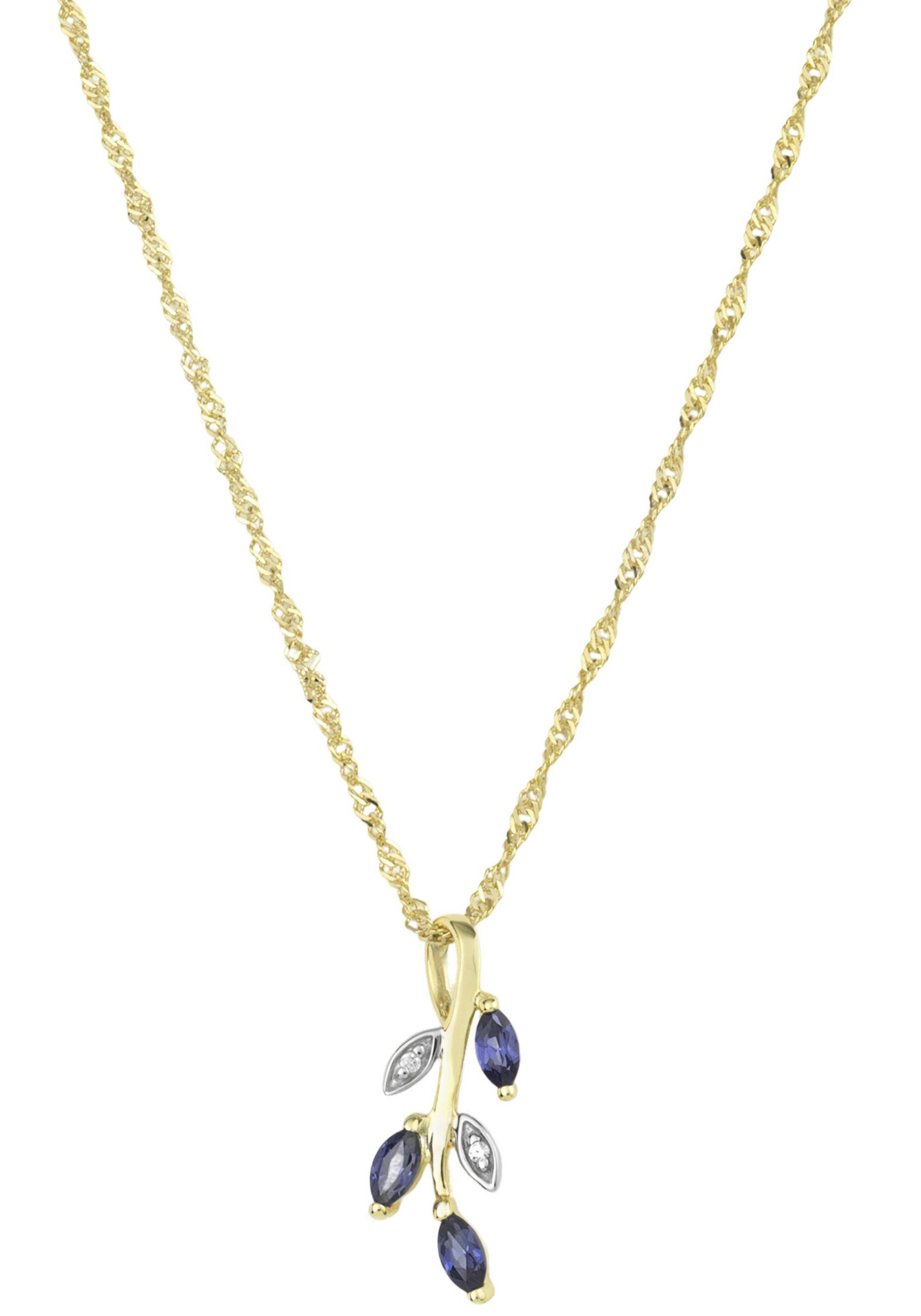 Amor Kette mit Anhänger Blütenranke, mit Zirkonia (synth)