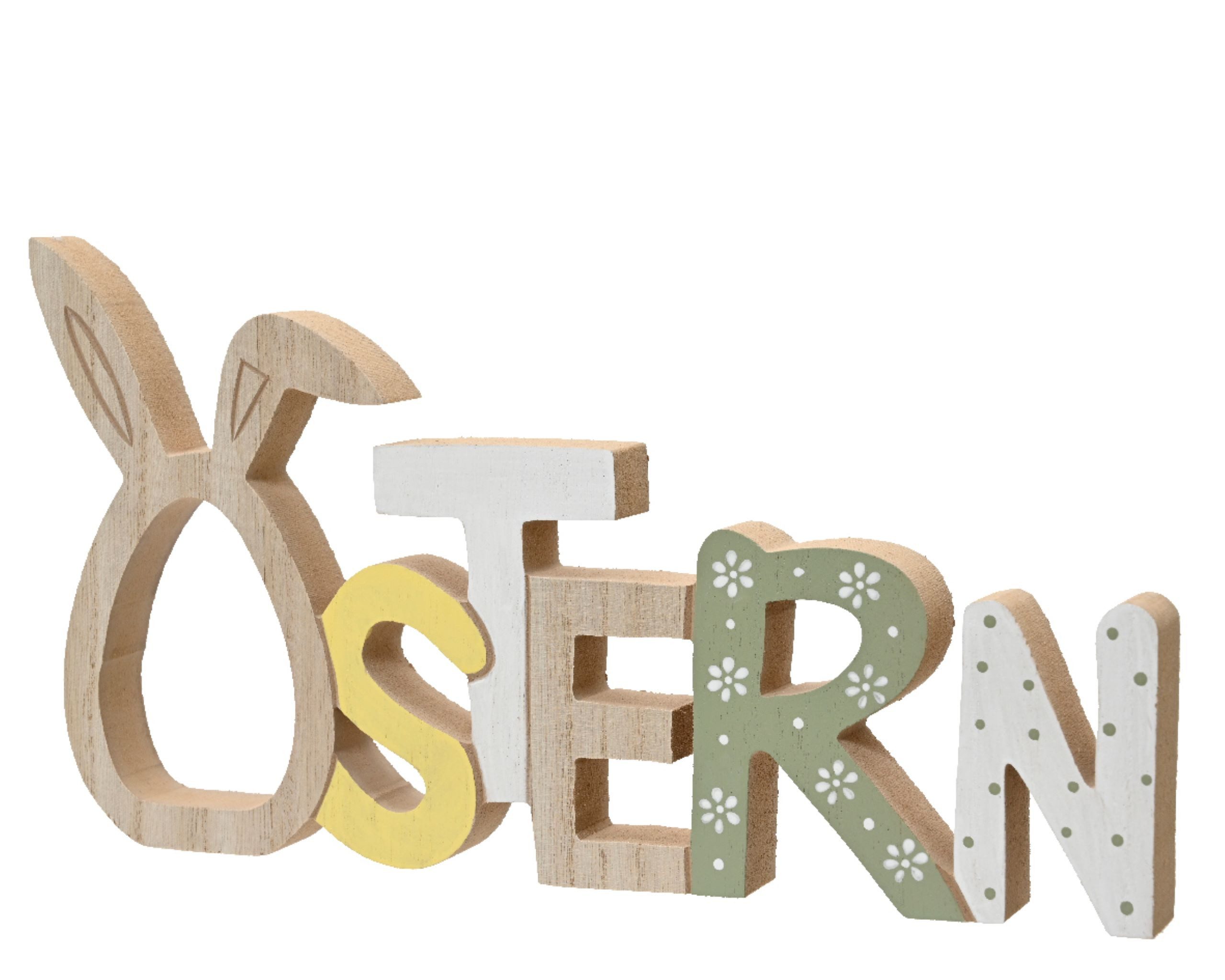 Decoris season decorations Osterfigur, Deko Aufsteller Schriftzug Ostern 16x29cm aus Holz Natur Braun