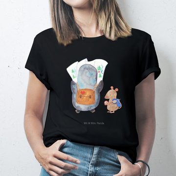 Mr. & Mrs. Panda T-Shirt Pinguin & Maus Wanderer - Schwarz - Geschenk, Abenteurer, Ausflug, Shirt, T-Shirt, Pinguine, Wanderlust, wandern, Rundhals (1-tlg)