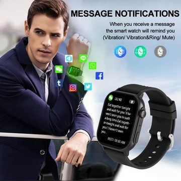LEMFO Fitness-Tracker Herren's Anrufen 120+ Sportmodi Smartwatch (2,02 Zoll, Android / iOS), mit Herzfrequenz, Schlafüberwachung, Blutsauerstoff, Schrittzähler