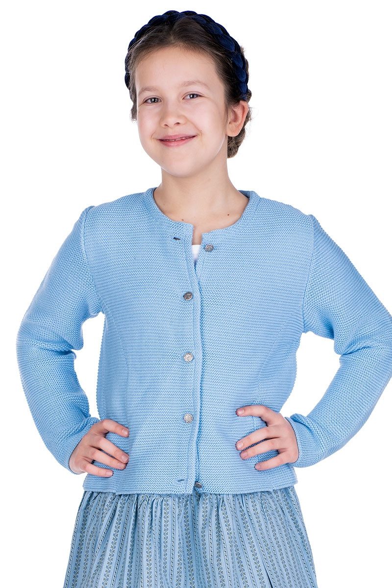 Isar-Trachten Trachtenjacke Strickjacke Kinder - KLASSIKA - hellblau, rosa