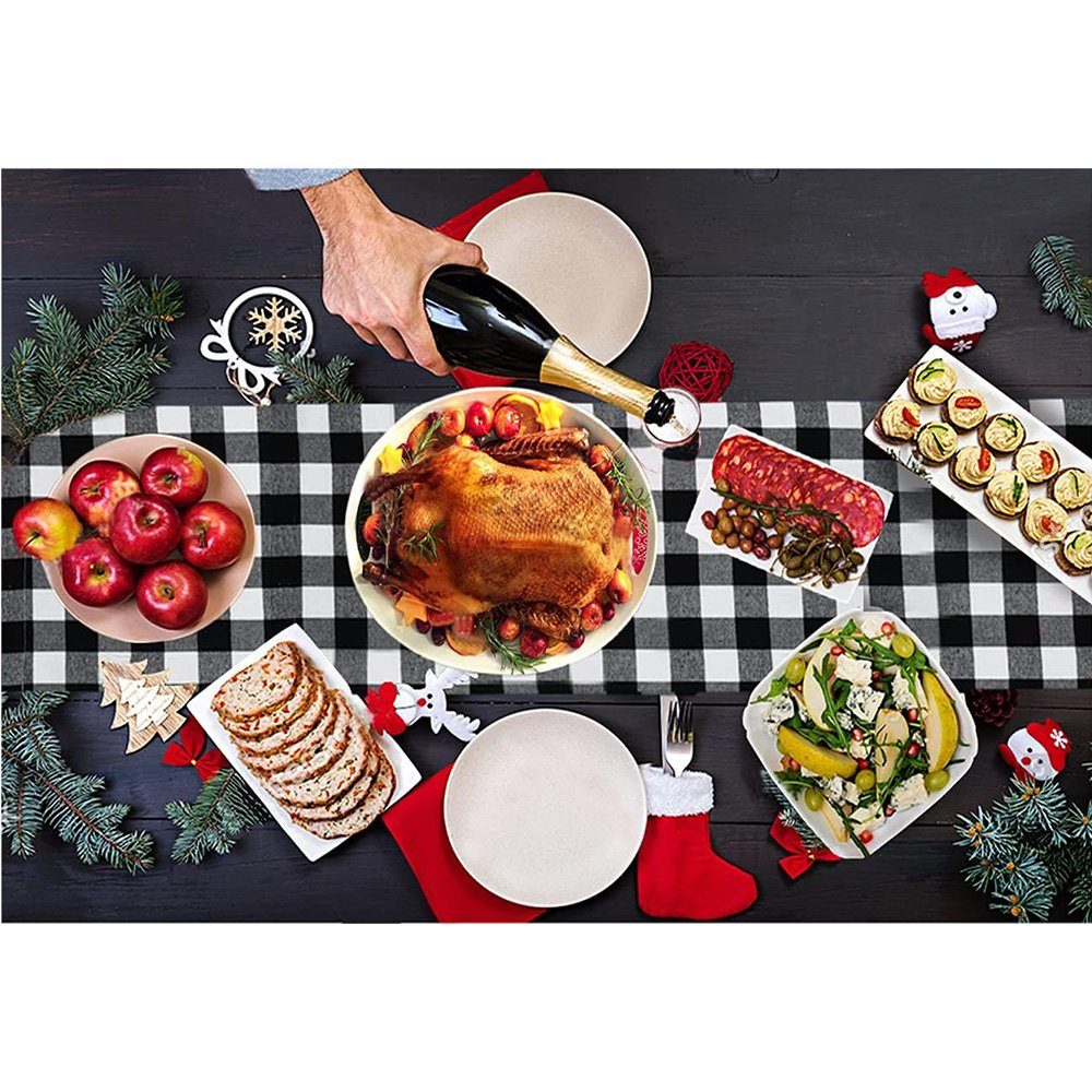 FELIXLEO Plaid Weihnachten Tischläufer Buffalo für Urlaub Party Tischläufer 36*183CM