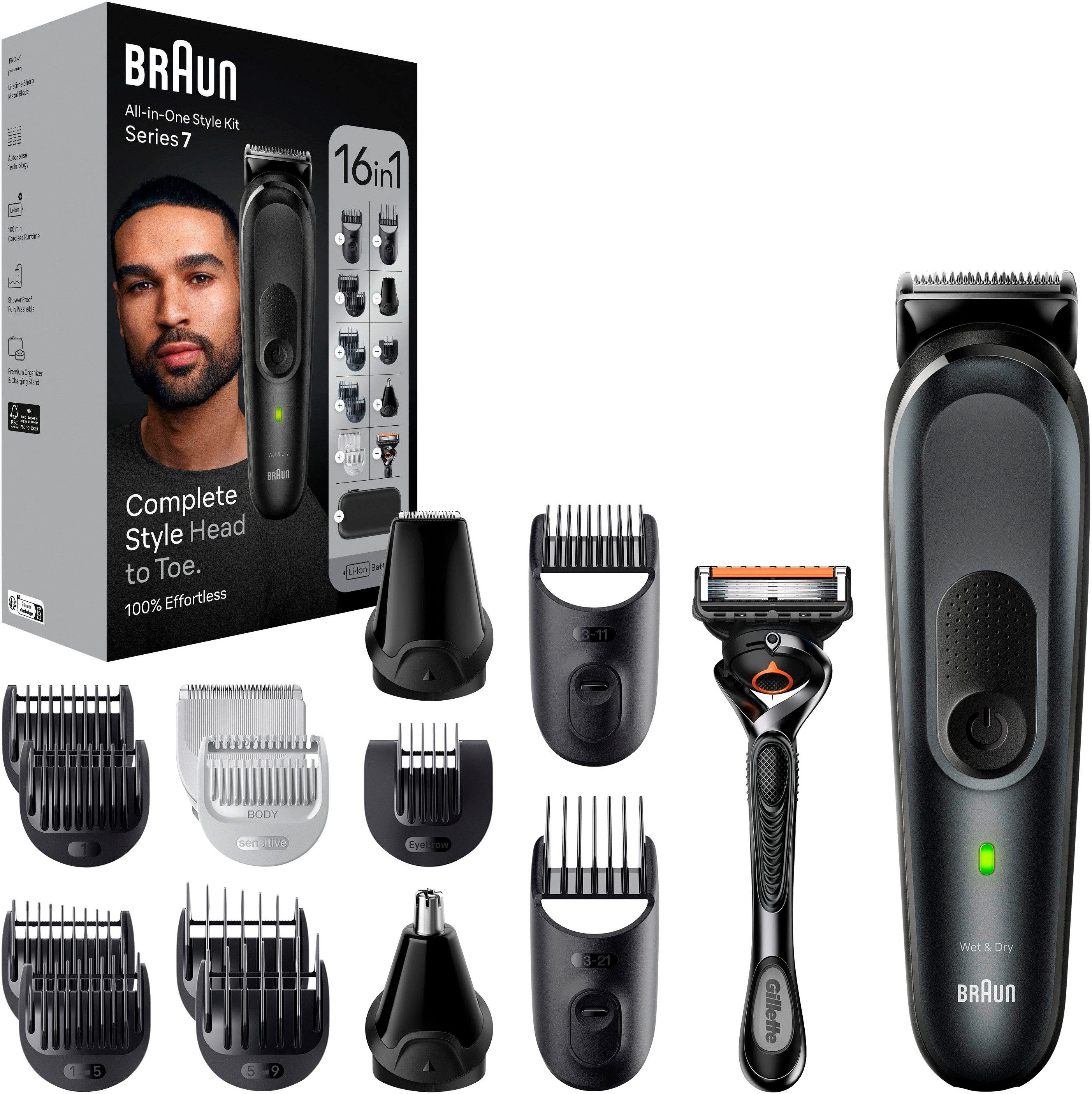 Braun Haarschneider All-In-One Styling Set MGK7470, Styling Set, Wasserdicht, 16-in-1 Barttrimmer