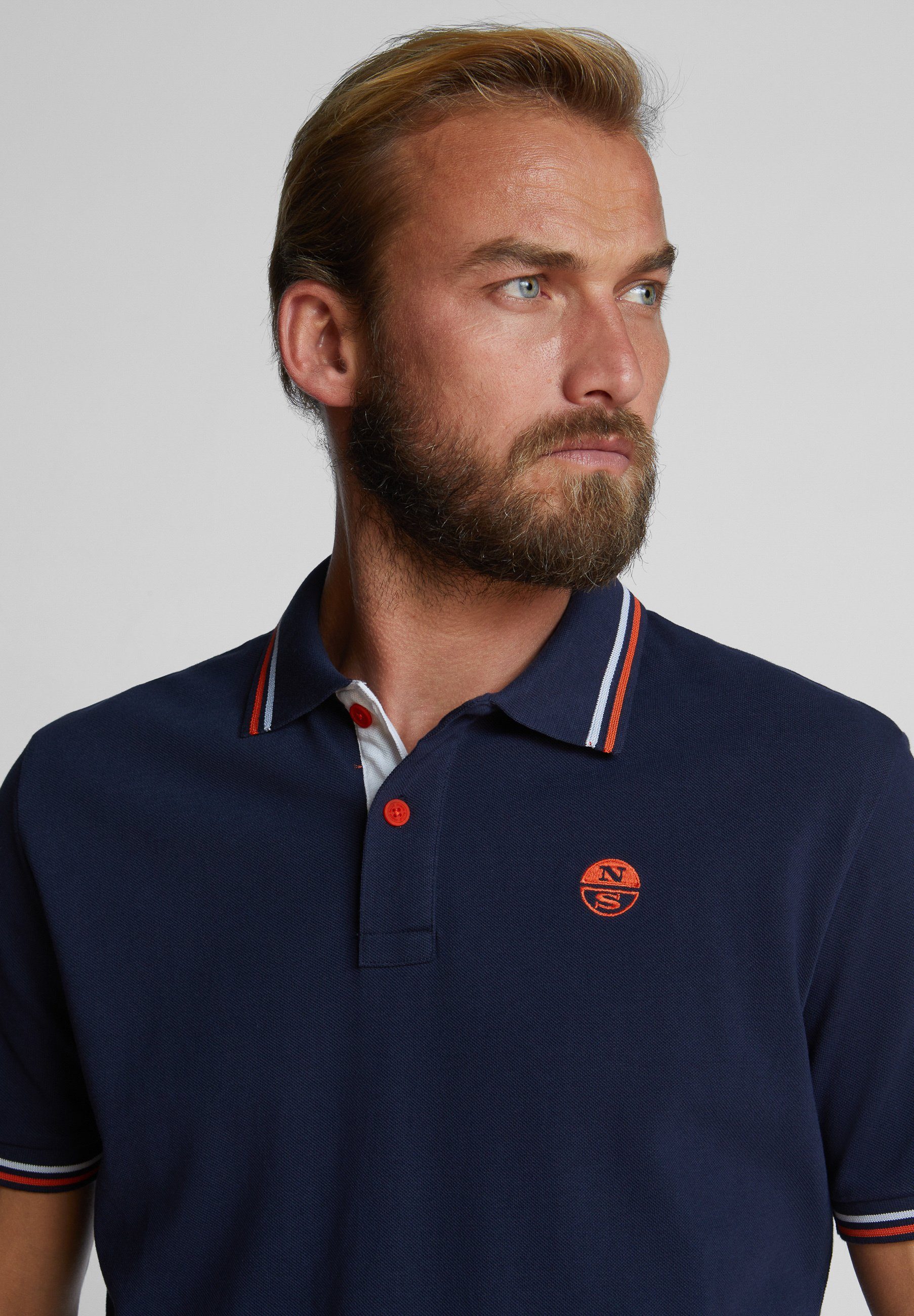 Kontrastbesatz North Polo mit MARINEBLAU Sails Poloshirt