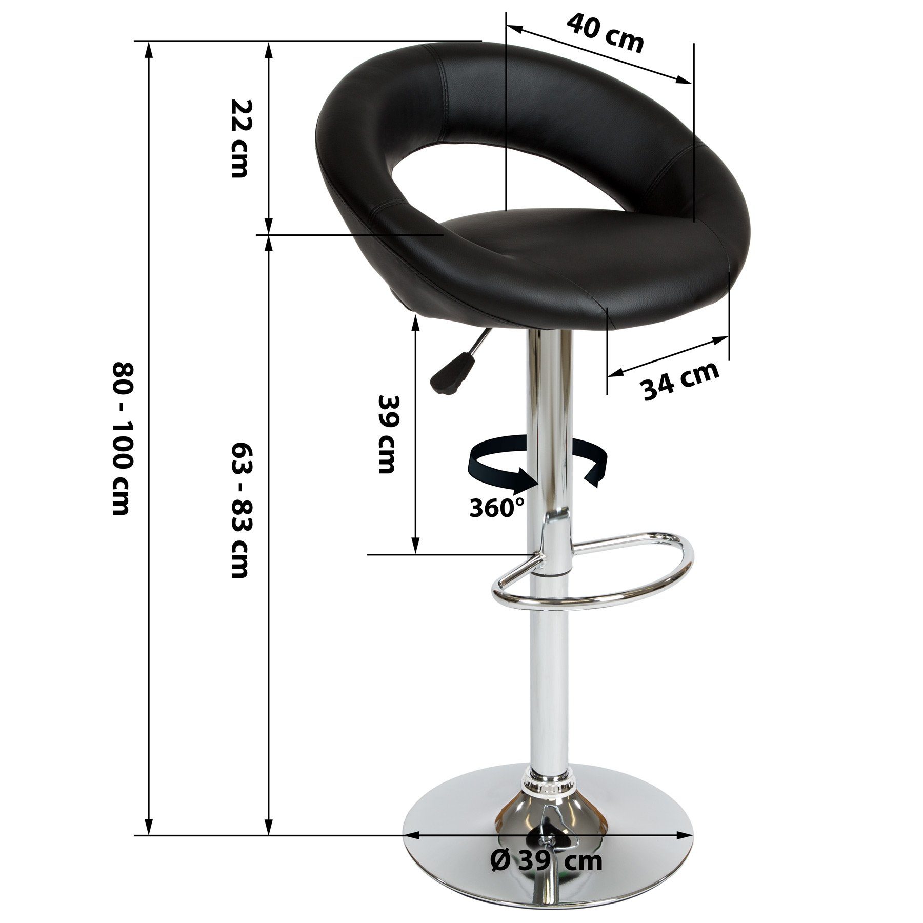 tectake Barhocker 2er Set Barhocker, gepolstert mit Rückenlehne