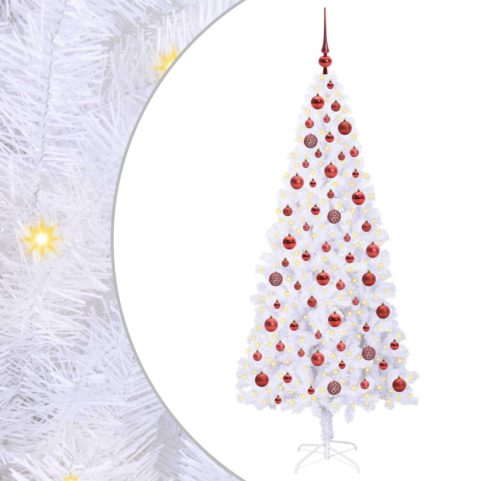 vidaXL Künstlicher Weihnachtsbaum Künstlicher Weihnachtsbaum Weiß 180 cm PVC und Stahl