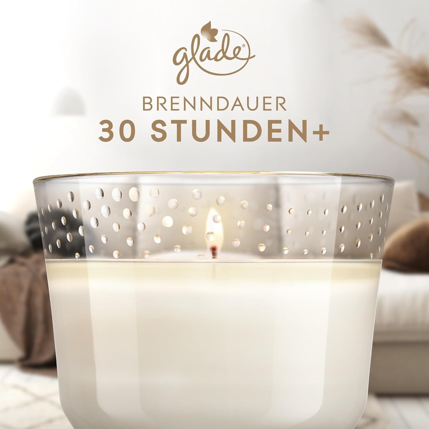 Glade Duftkerze Langanhaltende Duftkerze Romantic Vanilla Blossoms, 204g