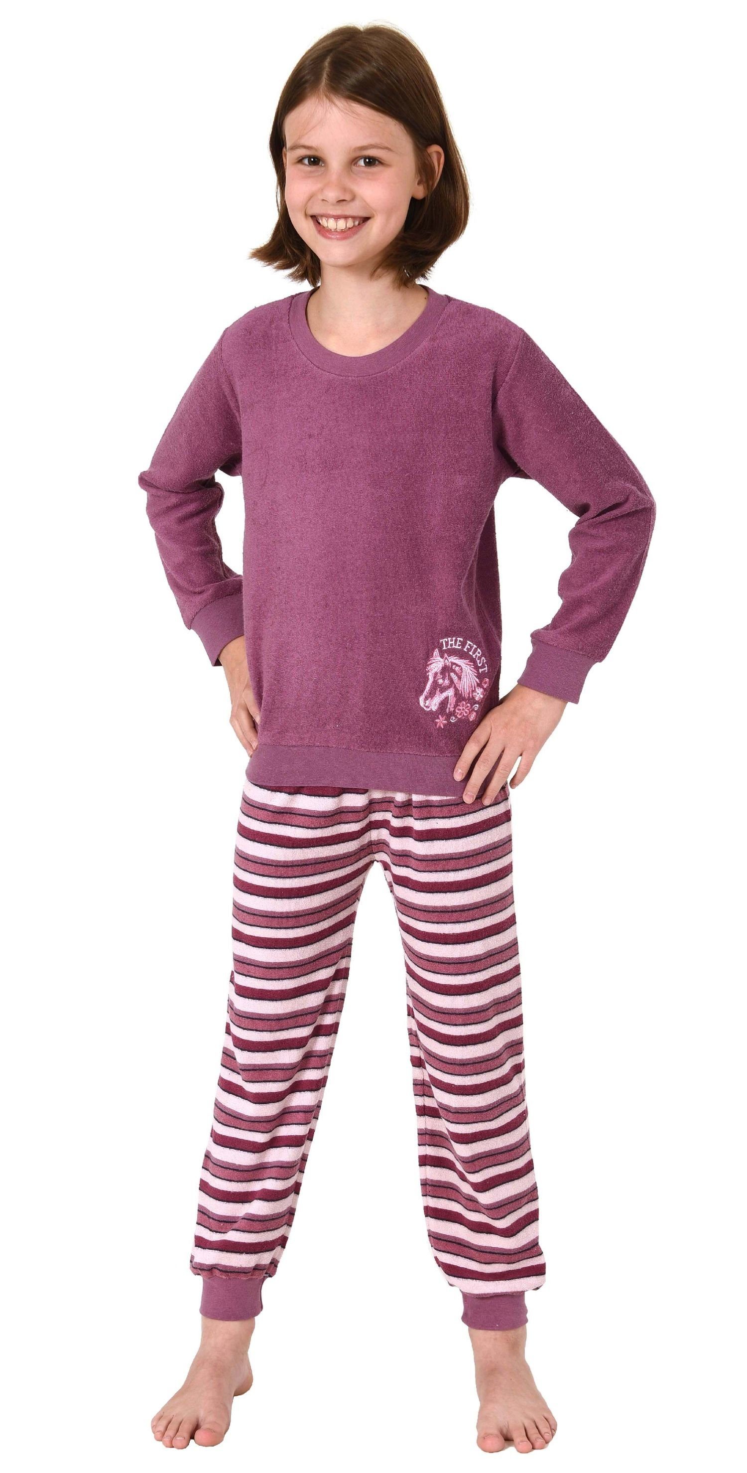Süsser Mädchen Frottee Pyjama Schlafanzug mit Bündchen in Streifenoptik 291 701 13 572 