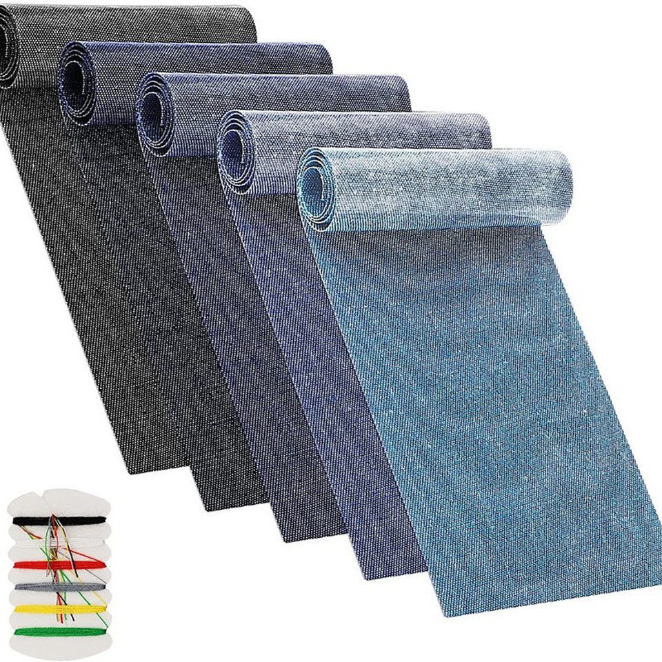 Coonoor Aufnäher Bügelbild 8 cm x 51 cm, Jean Patches zum Bügeln auf innen und außen, (5-tlg), Verschiedene Blautöne Patches Repair Kit. Reparaturset für Kleidung