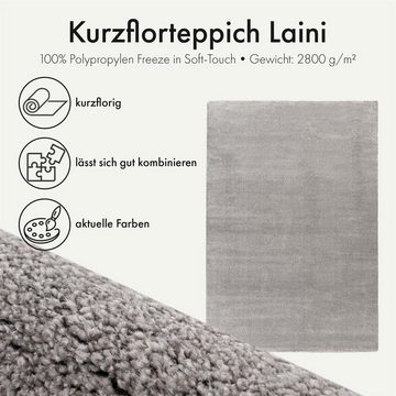 Teppich Kurzflorteppich Laini 100 Grau 80 x 150 cm, Qiyano, rechteckig, Höhe: 0.20 mm