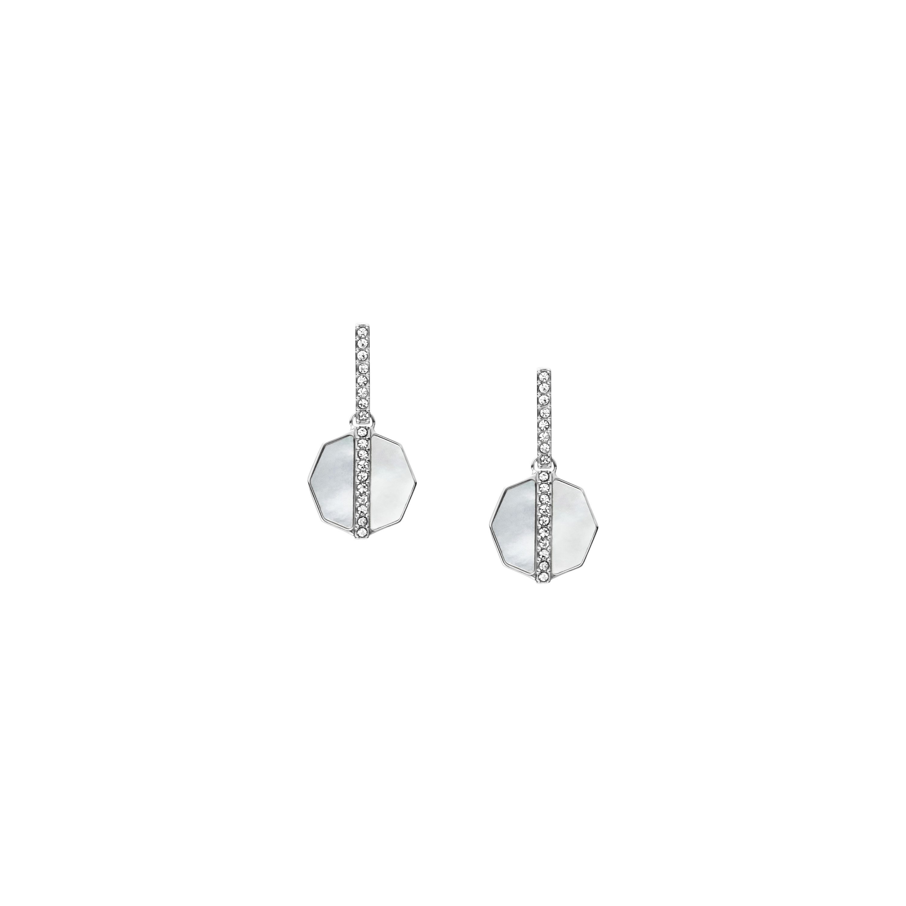 Fossil Paar Ohrstecker Schmuck Geschenk Edelstahl JEWELRY, mit Glasstein - mit Perlmutt