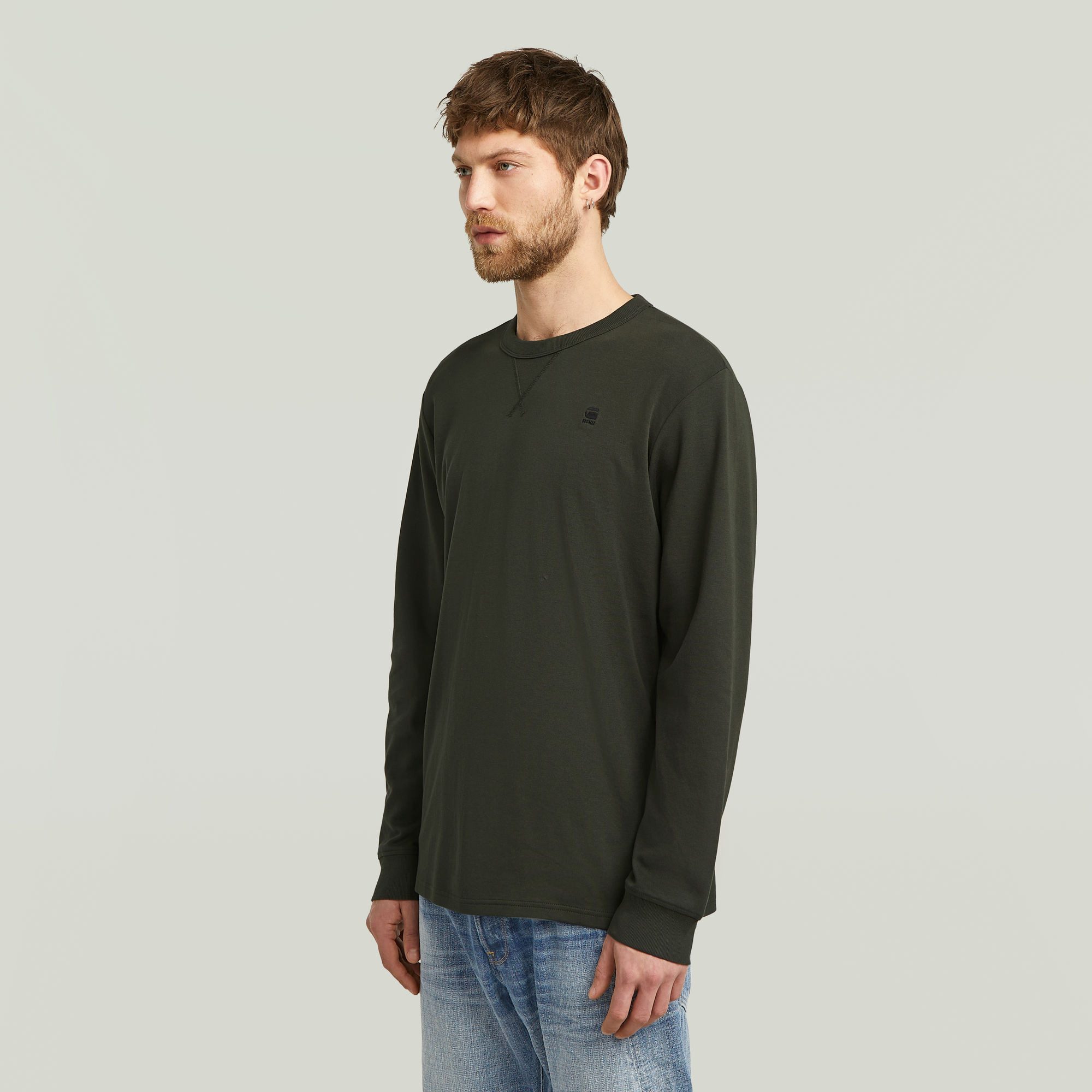 G-STAR Longsleeve Nifous R mit geripptem Einsatz vorne